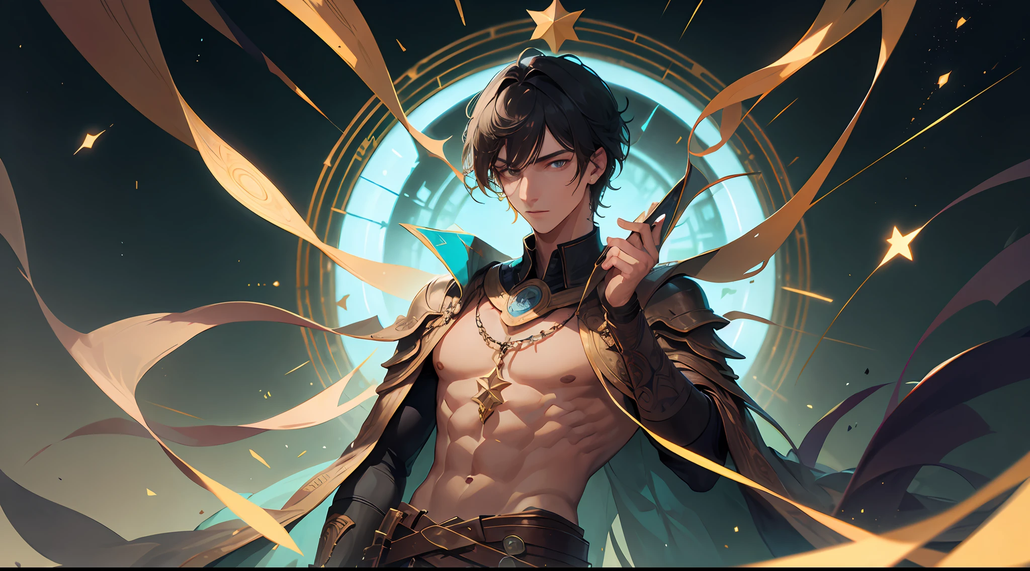 The young man's facial features are delicate, his skin is bronzed, and he has always had sharp stars