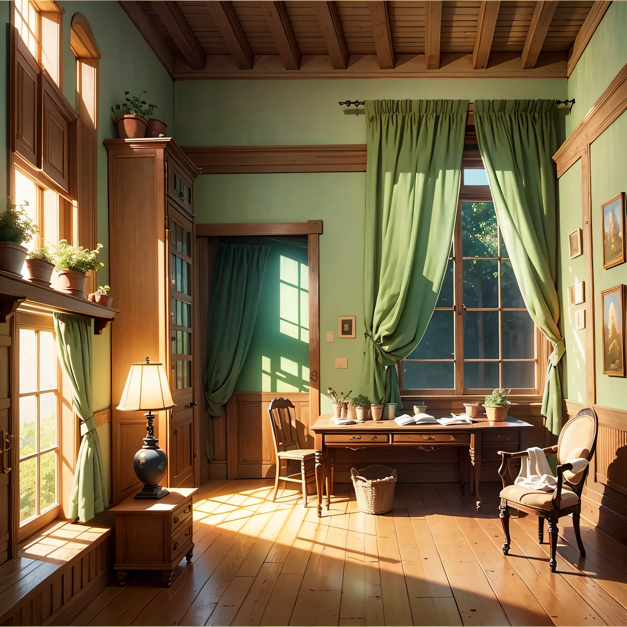 Create scenery of the interior of a room of an old house of Italy, Studio Ghibli style --auto --s2