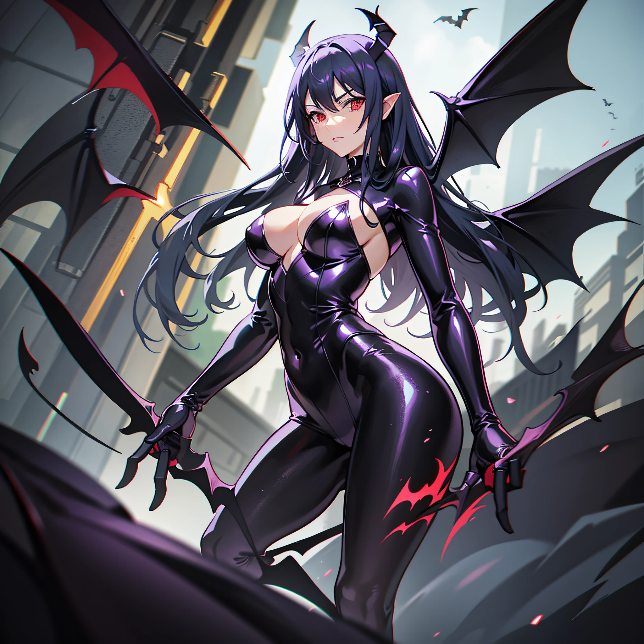 Demon Rogue, Suit, Bat Wings, Demon Tail