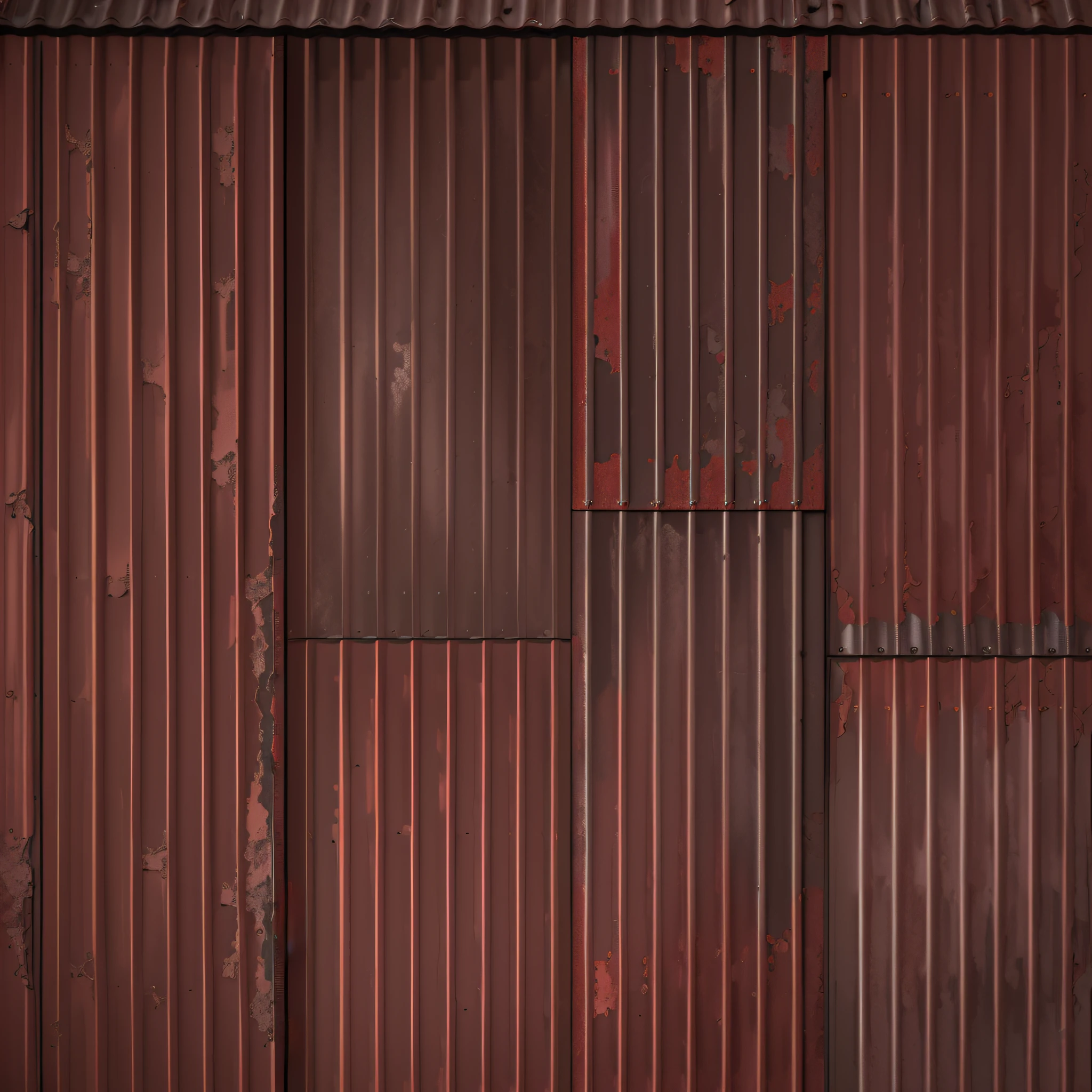 Metal roof roofing, several sheets are poorly joined, gaps between the roof, red painted peeling sheet of metal roof roof, peeling paint, peeling paint, iron cladding, metal cladding wall, iron gate door texture, rusty metal walls, reddish brown, rusty metal texture, metal texture, metal texture, painted red, iron arc gate door texture, brown to red gradient, roof tile texture, high resolution texture, copper, rusty panels