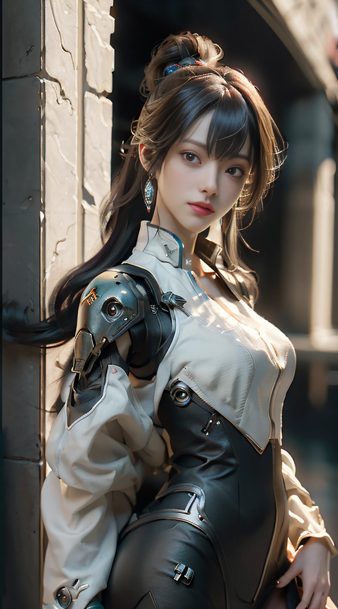 ((Best quality)), ((masterpiece)), (detailed:1.4), 3D, an image of a beautiful cyberpunk female,HDR (High Dynamic Range),Ray Tracing,NVIDIA RTX,Super-Resolution,Unreal 5,Subsurface scattering,PBR Texturing,Post-processing,Anisotropic Filtering,Depth-of-field,Maximum clarity and sharpness,Multi-layered textures,Albedo and Specular maps,Surface shading,Accurate simulation of light-material interaction,Perfect proportions,Octane Render,Two-tone lighting,Wide aperture,Low ISO,White balance,Rule of thirds,8K RAW,