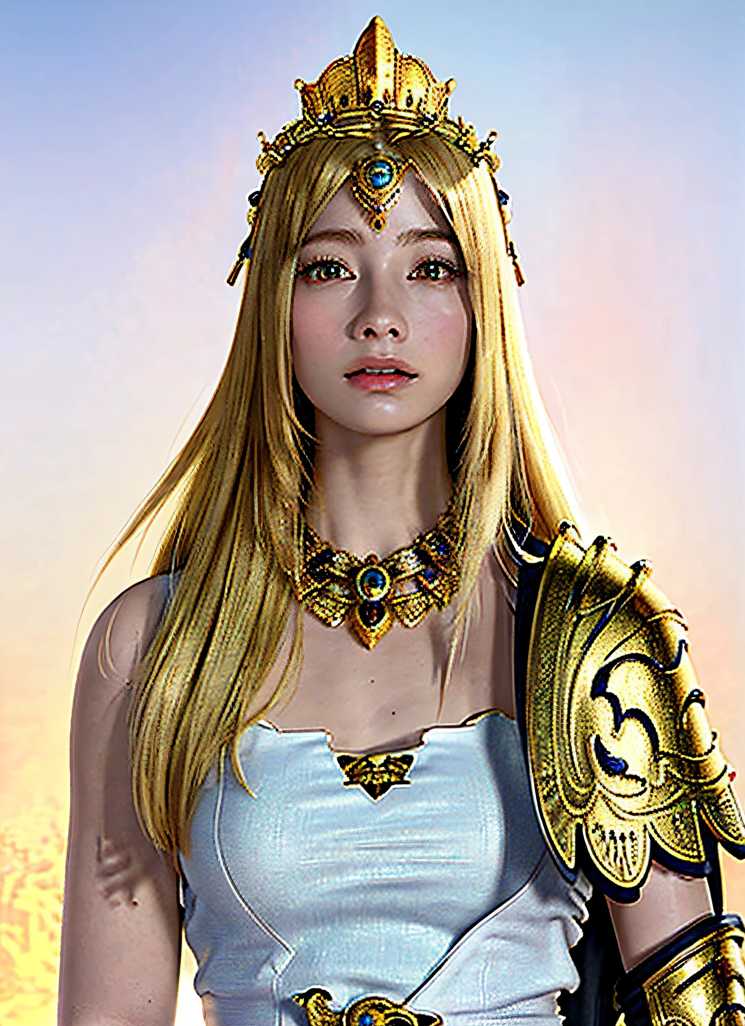 Ultra detailed complex 3d rendering of face, huge breasts, long hair, viewer view, pants, parted lips, (shiny skin),realistic sensual gravure idol, (realistic, portrait), intricate detail, beautiful porcelain profile face ultra detailed complex 3d render, (warrior queen armor, fur-lined cape, jeweled crown: 2.2), big, big, ( (Micro bikini) sexy swimsuit, (surreal), (illustration), (high resolution), (8K), (very detailed), (beautiful detailed eyes), (best quality), (ultra detailed), intricate detail jewelry (detailed women's armor: 2.3), (ornate gold armor: 1.3), 1 girl, solo, long hair, wind, gorgeous face, top quality, masterpiece, maximum detail, diffused lighting, (blonde: 1.3), Valhalla Valkyrie, mechanical arm, beauty, facial muscles