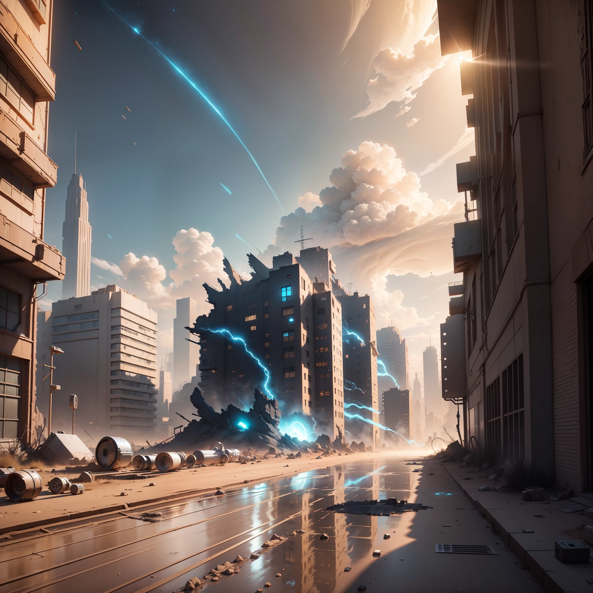 Masterpiece, best quality, (very detailed CG unified 8k wallpaper), (best quality), (best illustration), (best shadow), wasteland elements, ruined buildings, black holes, desolation, (particle effects) and other 3D, Octane rendering, ray tracing, super detailed --auto --s2