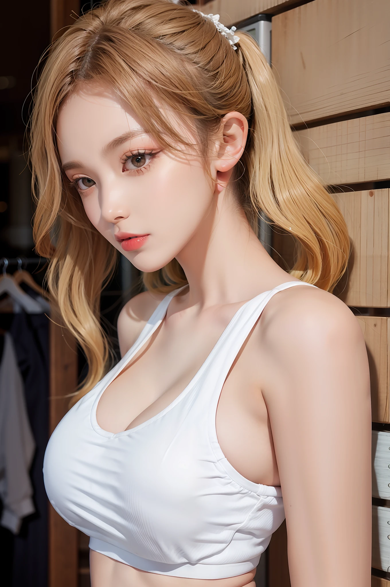 No clothes and a cocked mouth