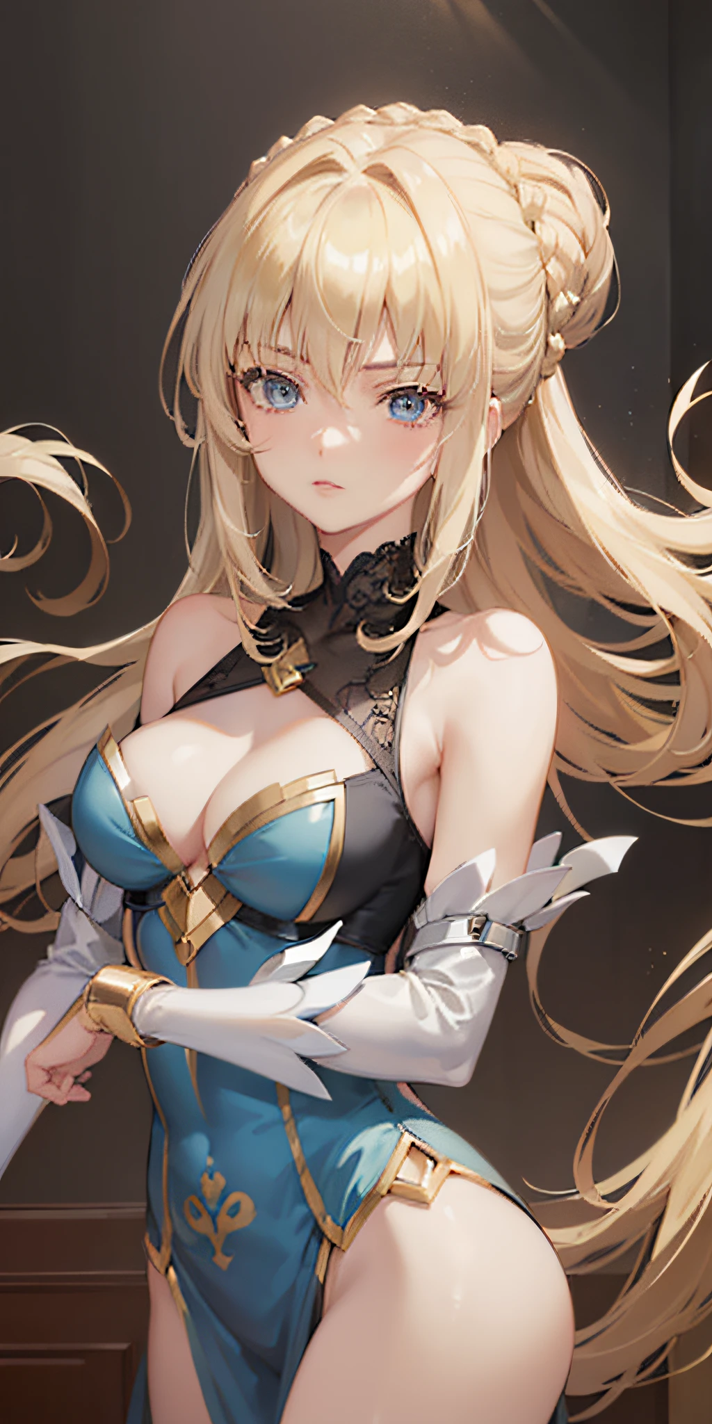 ((Top Quality, 8K,)) 1 Woman, Blonde Hair and Red Eyes Anime Girl, Anime Girl Named Lucy, Portrait of a Female Anime Hero, Female Anime Character, Zodiac Girl Portrait Knight, Artoria Pendragon, Hajime Yatate, Symphogear, Giorno Giovanna, Cornelia from Code Geass, War Maiden Suvia, Small