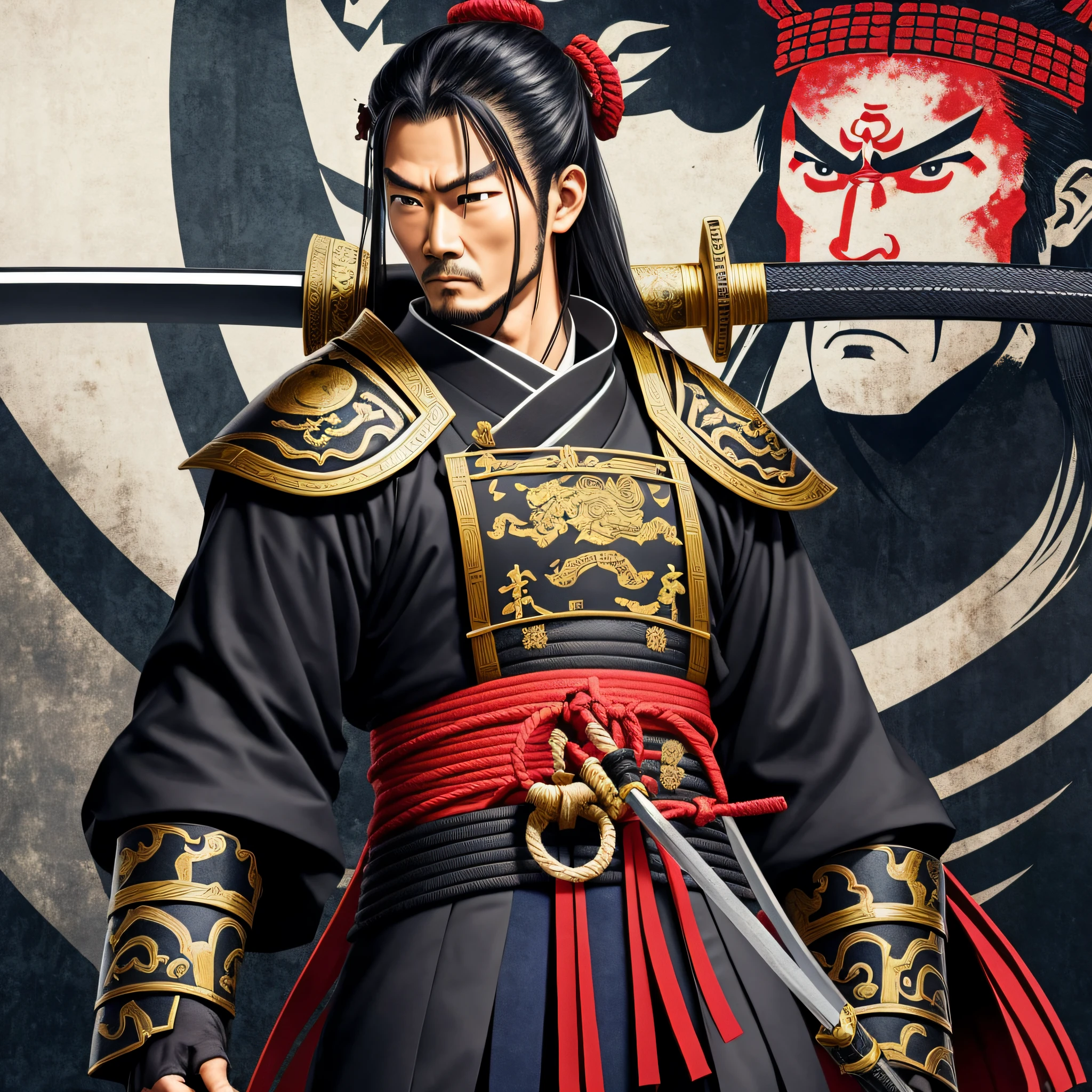 samurai, sword, was meiji, strong, evil, look, black, --auto --s2