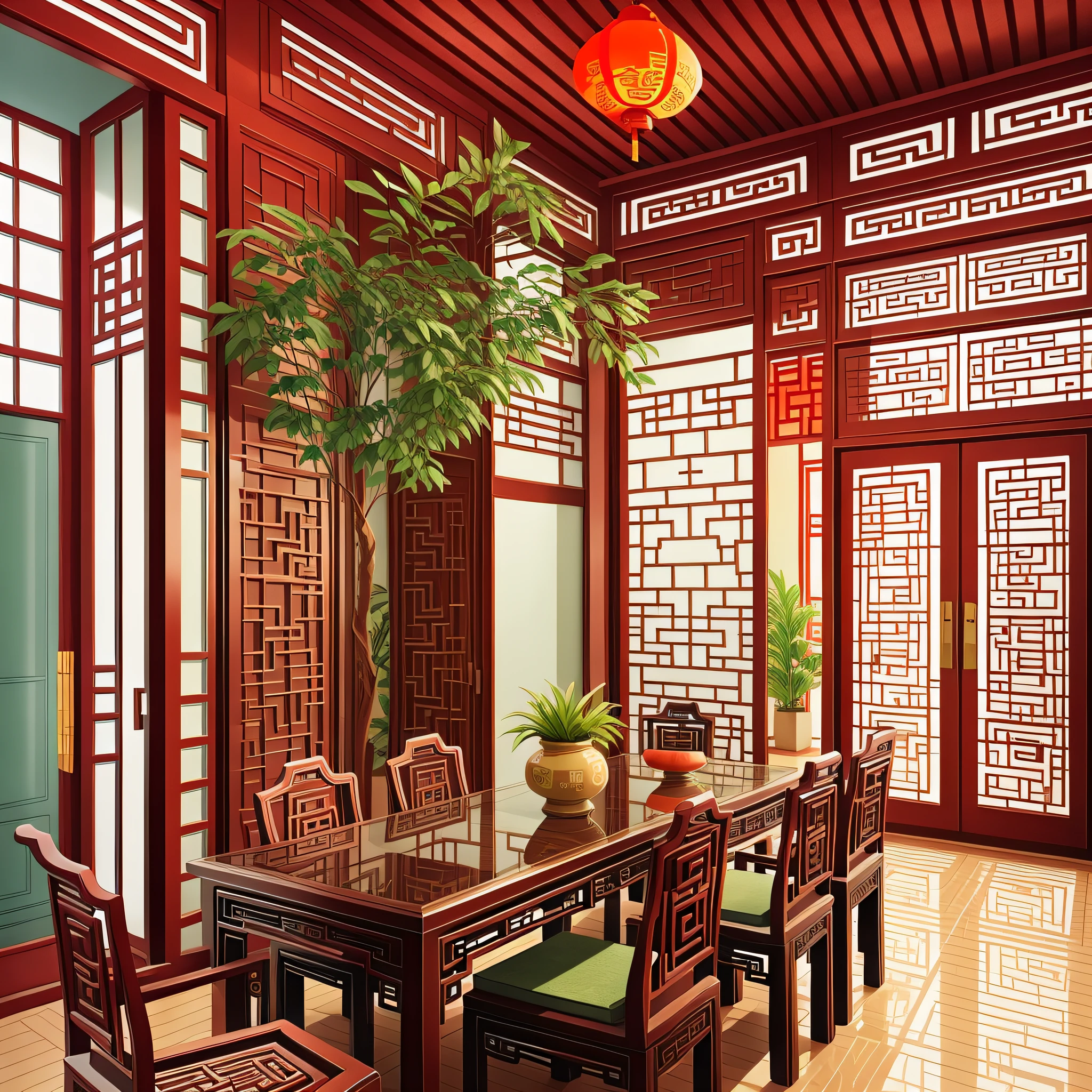 Top quality, Chinese style house, corridor, yard --auto --s2