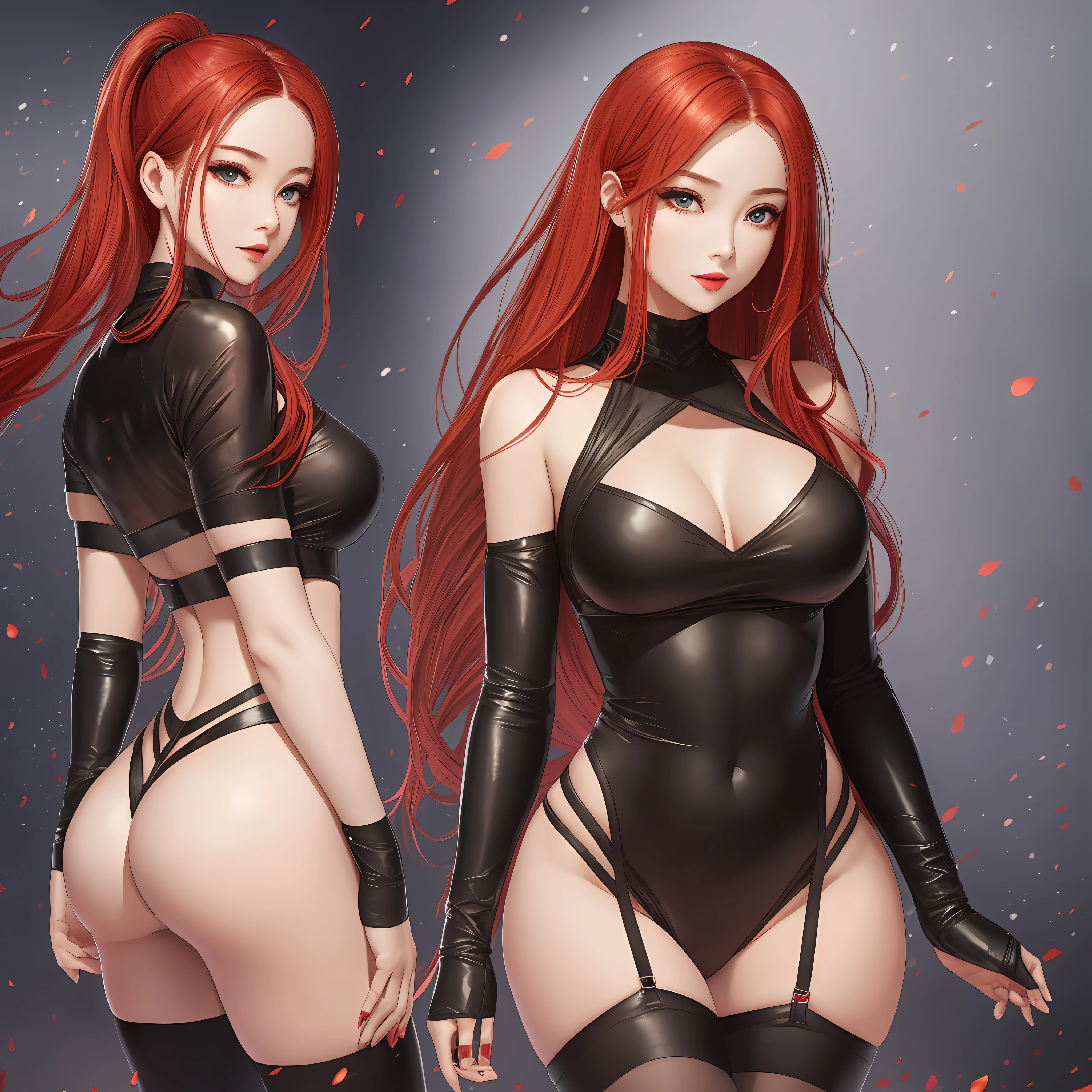 The woman's body is slender and well-proportioned, the beauty is dazzling, the figure is also extremely good, on the charming and moving face, a pair of watery eyes that seem to be able to talk are embedded on it, straight Qiong nose, red and bright lips, snow-white neck, twin peaks are tall and trembling, the waist is full of grasping, fragrant buttocks are round, jade legs are slender, and the most striking thing is that she has long fiery red hair like a jumping flame. She wore a tight mesh red shirt, which outlined the curvaceous curves to the fullest, but she did not show much skin, but it was more alluring, especially with her twisting, all stimulated people's desire. --auto --s2