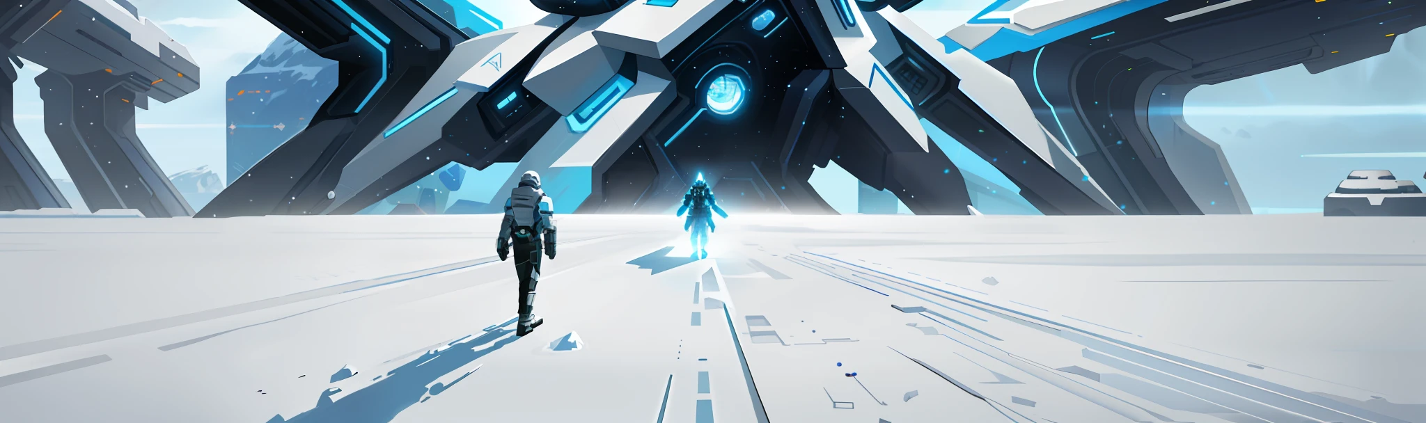Sci-fi futuristic snow scene, heads-up