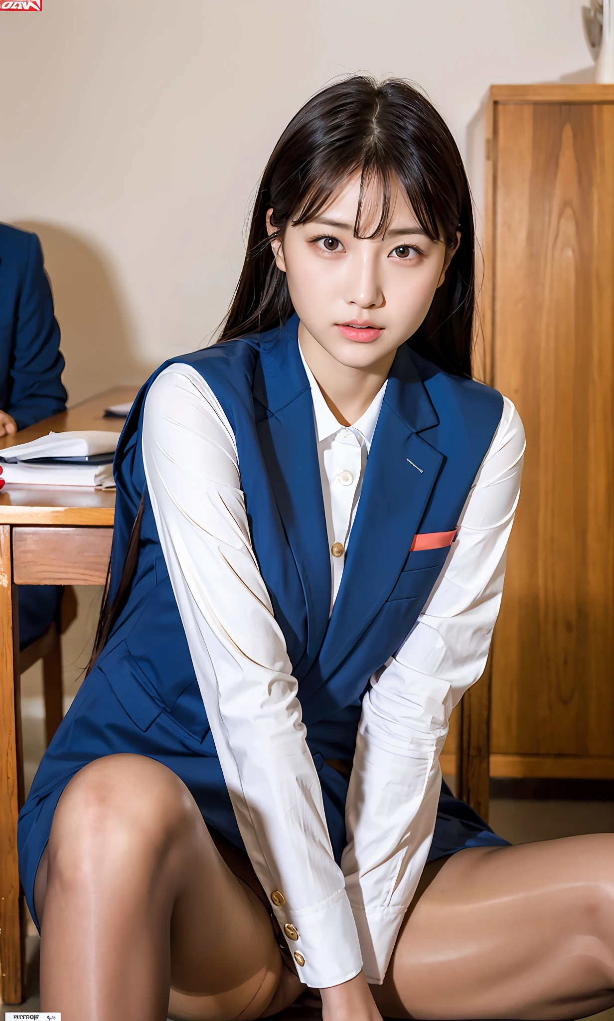ulzzang-6500-v1.1, (Raw photo:1.2), (Photorealistic:1.4), Beautiful detailed girl, Very detailed eyes and face, Beautiful detailed eyes, Ridiculous, Incredibly ridiculous, Huge file size, Ultra detailed, High Definition, Very detailed, Best quality, Masterpiece, Kemomimi, ((Japan Girls' High School Uniform)), Illustration, Very detailed, CG, Unification, 8k wallpaper, fantastic, fine detail, masterpiece, best quality, highly detailed cg uniform 8k wallpaper, light on face, movie lighting, 16 year old girl, (without panties)), ((dynamic pose))), (camel toe), (half), (pantyhose), (knee bending leg sitting)) sexy, () (very pornographic)
