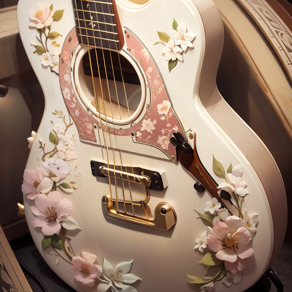 Ivory Floral Guitar and Mother Pearl --auto --s2