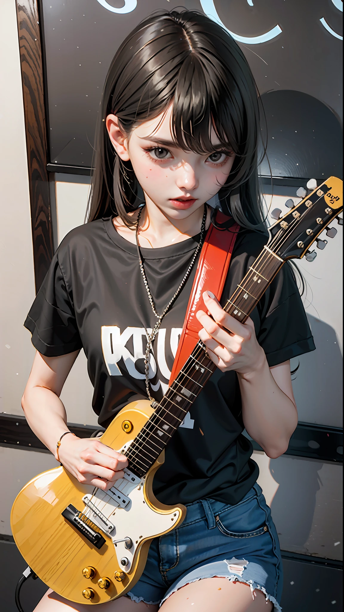 cute, girl, guitar,