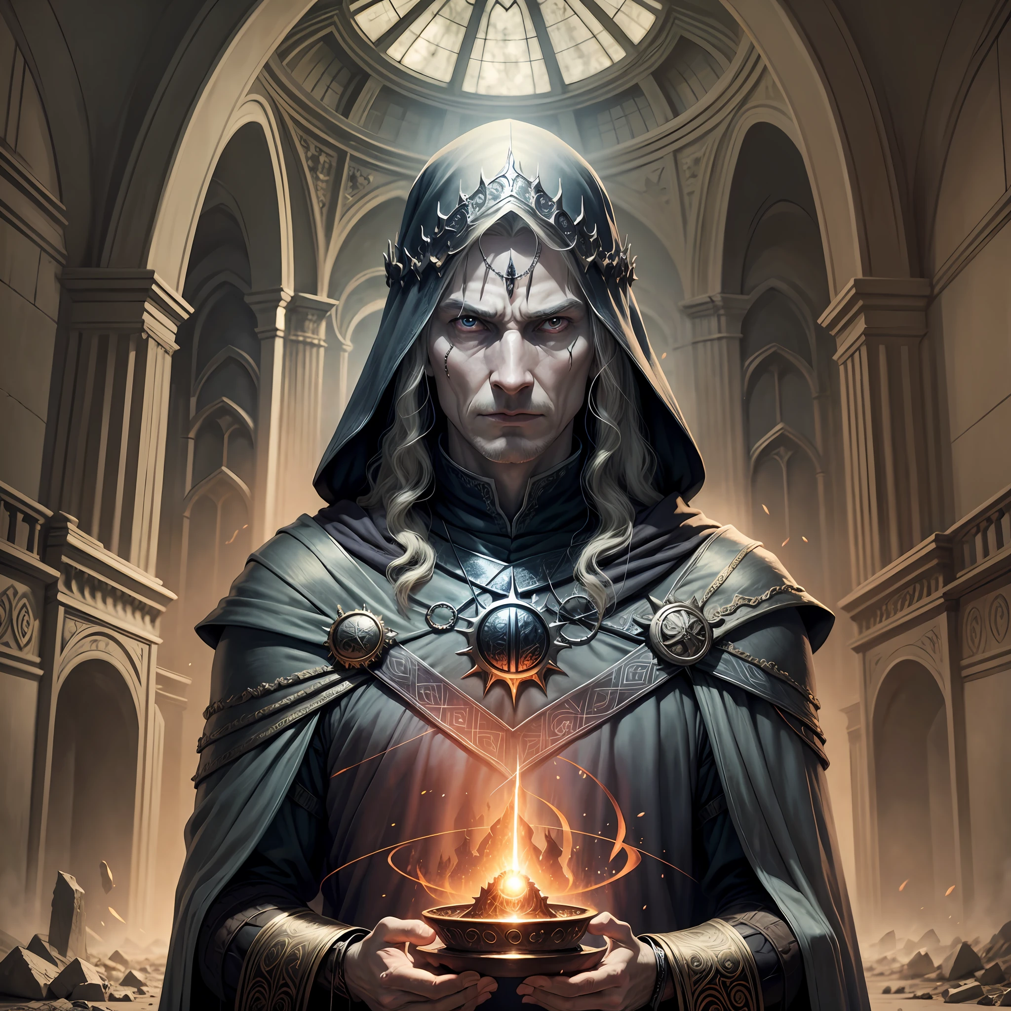 lord of ring, sauron, proeminent, dark, fantasy, ruins, spell, scroll --auto --s2