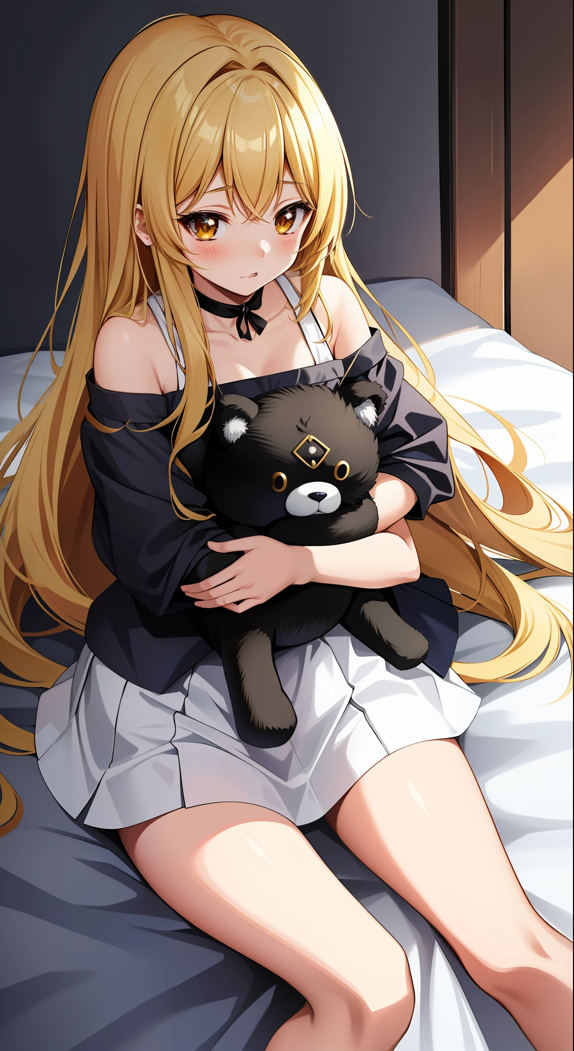 anime father and cute daughter hugging each other with a teddy bear, ddlc, big cheeks holding her cat, kirisame marisa, hugging, hugging her knees, a-1 pictures, he holds her while she sleeps, ( ( misa amane # ) ), cute anime catgirl, marisa kirisame, cute anime, high quality fanart, by Naka Bokunen