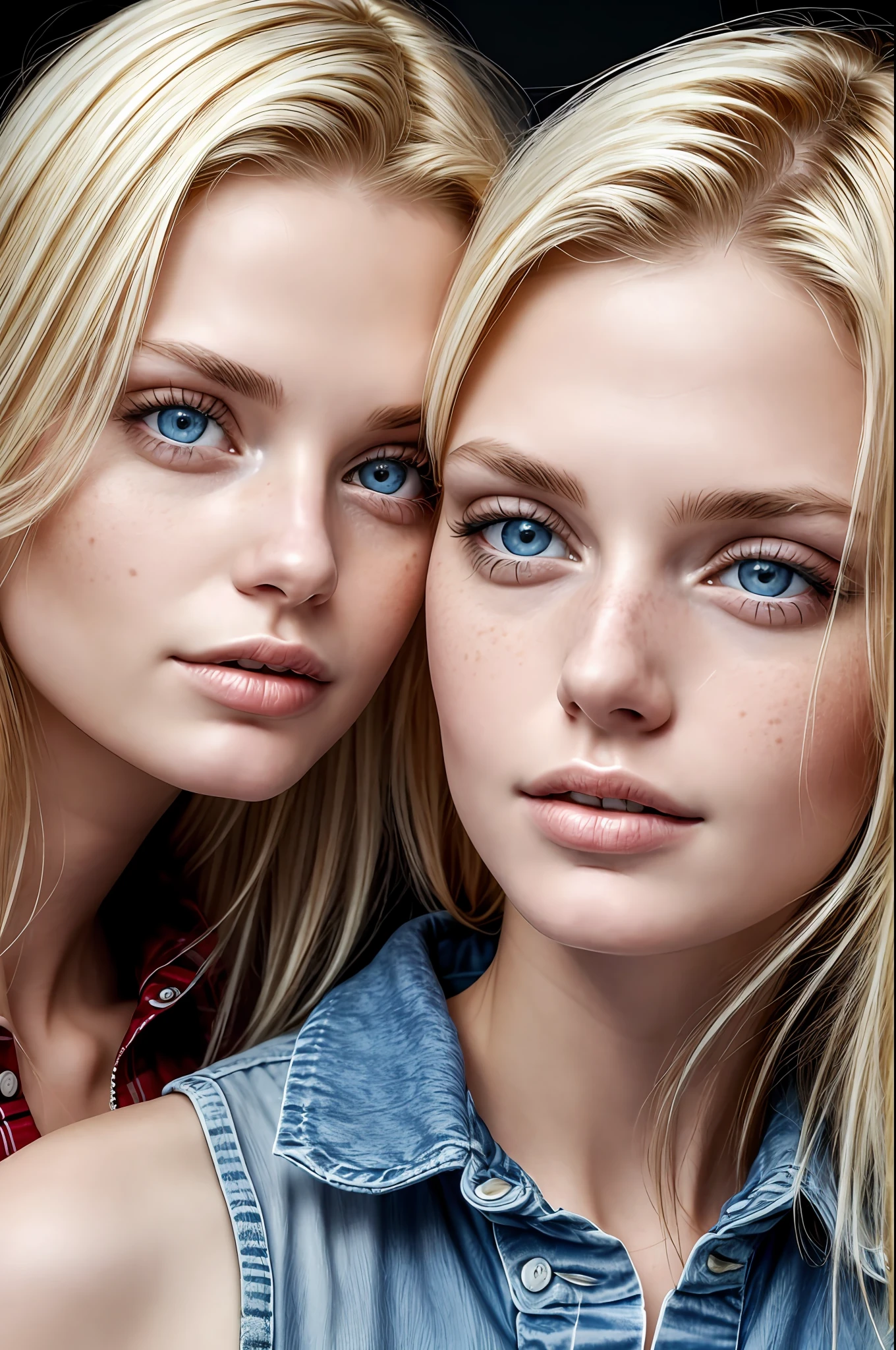 (close-up editorial photo of 20 yo ukranian woman, blonde hair, thin european girlfriend), (freckles:0.8), (split lips), realistic blue eyes, POV, realistic[:, (film grain, 25mm, f/1.2, dof, bokeh, beautiful symmetrical face, perfect bright eyes, well-defined pupils, high contrast eyes, ultra detailed skin, skin pores, vellus hair, fabric stitching, fabric texture,  wood grain, stone texture, finely detailed features:1):0.9]