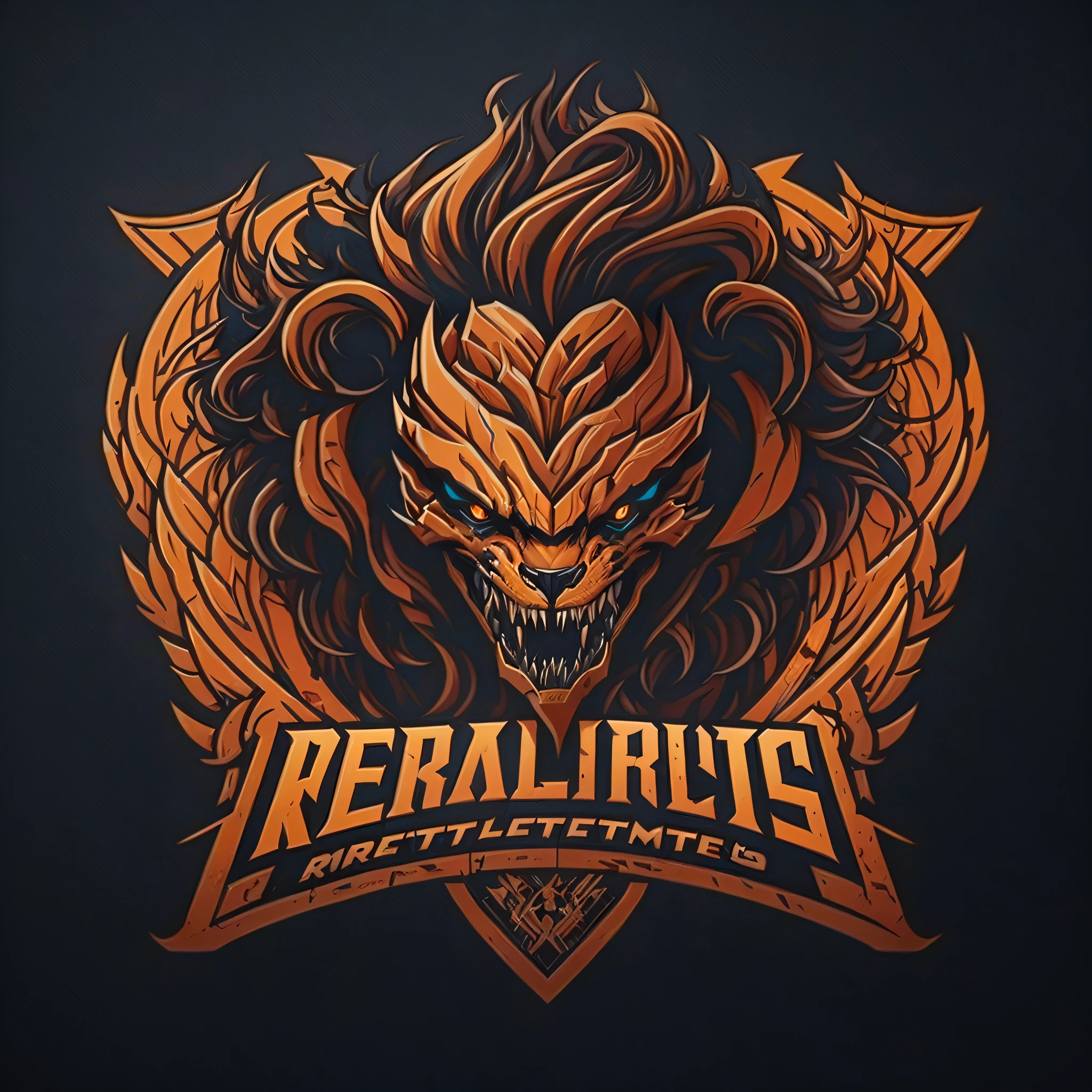 a lion head with a large, sharp, orange mane on the front of it, stylized cyberpunk minotaur logo, esports logo, high detailed official artwork, petros afshar speedart, official artwork, official illustration, rendered illustration, full art illustration, inspired by Petros Afshar, logo art, detailed vectorart, pyromallis rene maritte --auto --s2