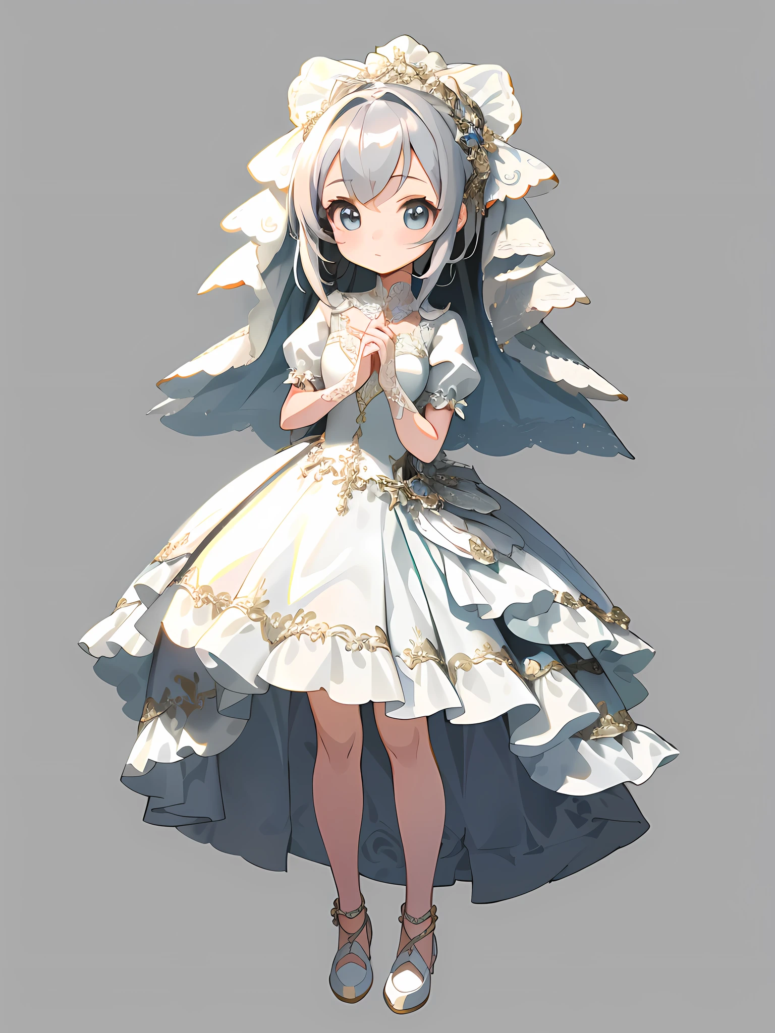 wedding_dress, (masterpiece),(best quality),(ultra-detailed), (full body:1.2),simple background,white background
1girl,chibi,cute,