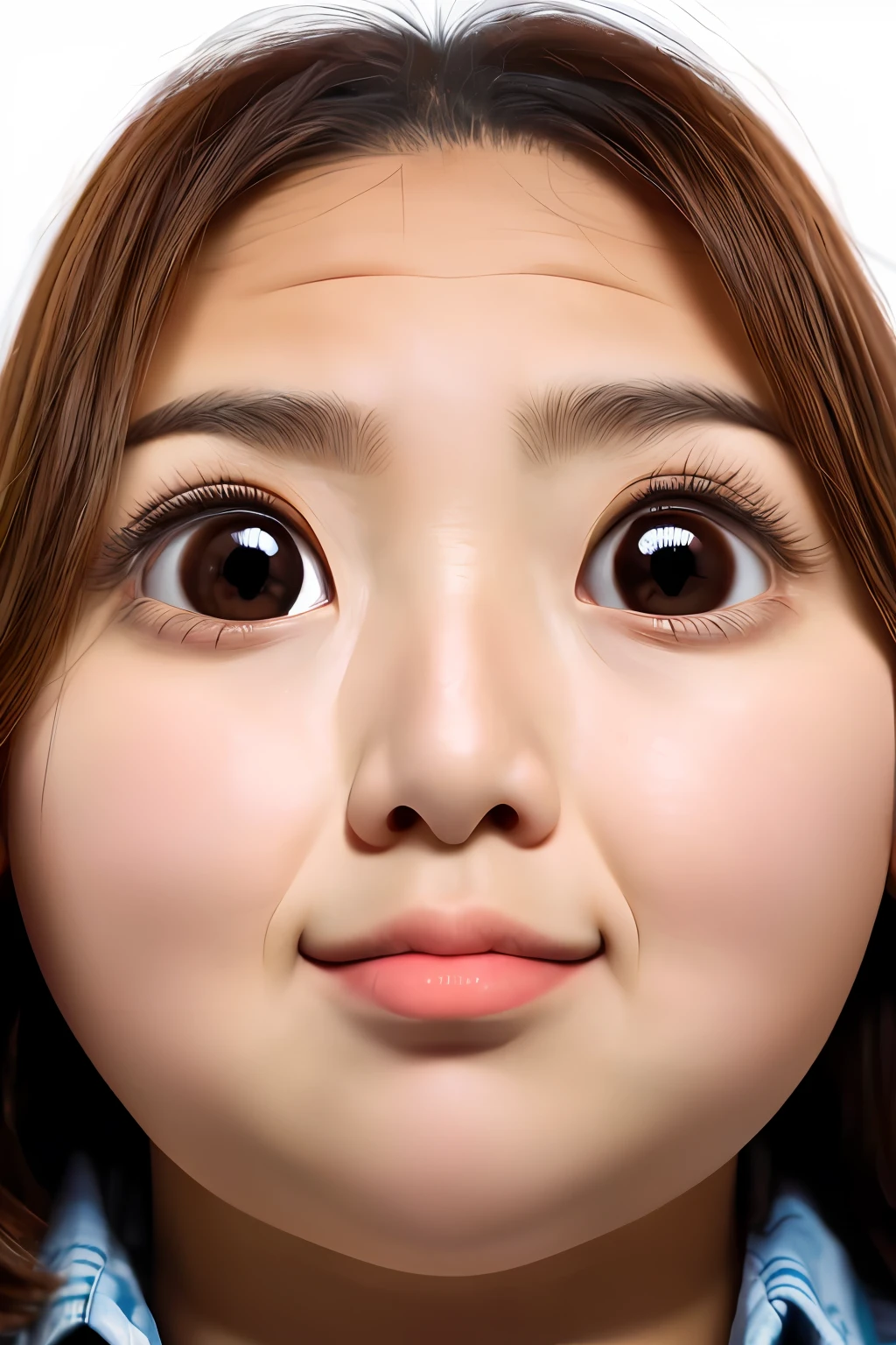 The eyes are big, the face is round, and the face is chubby