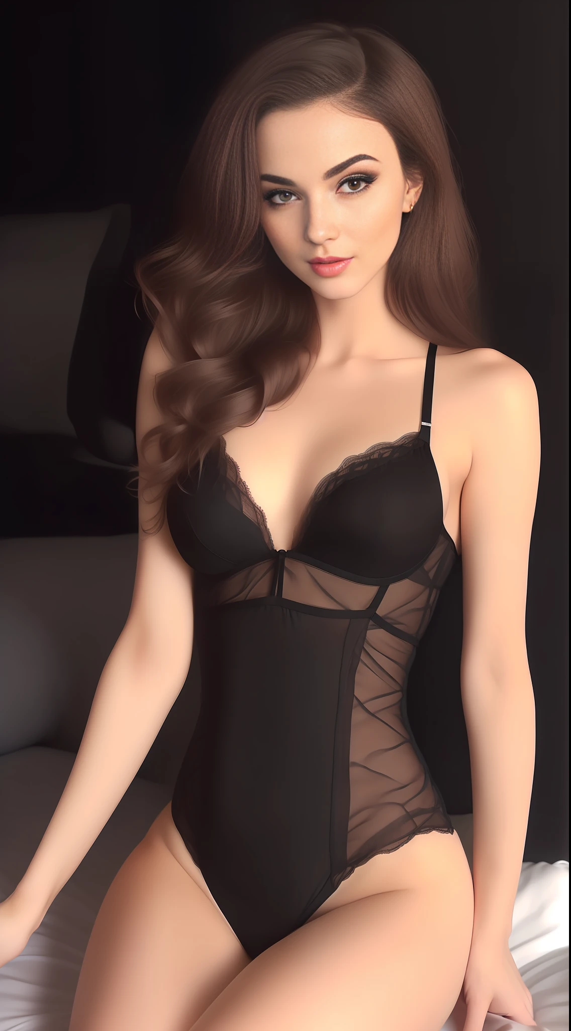 Aalfel in black lingerie, tight white pajamas, seductive ladies, delicate and smooth details, thin black lingerie, sexy styling, sexy dresses, alluring lingerie camisole vests, sexy dresses, fishnet suits, wearing sexy lingerie,