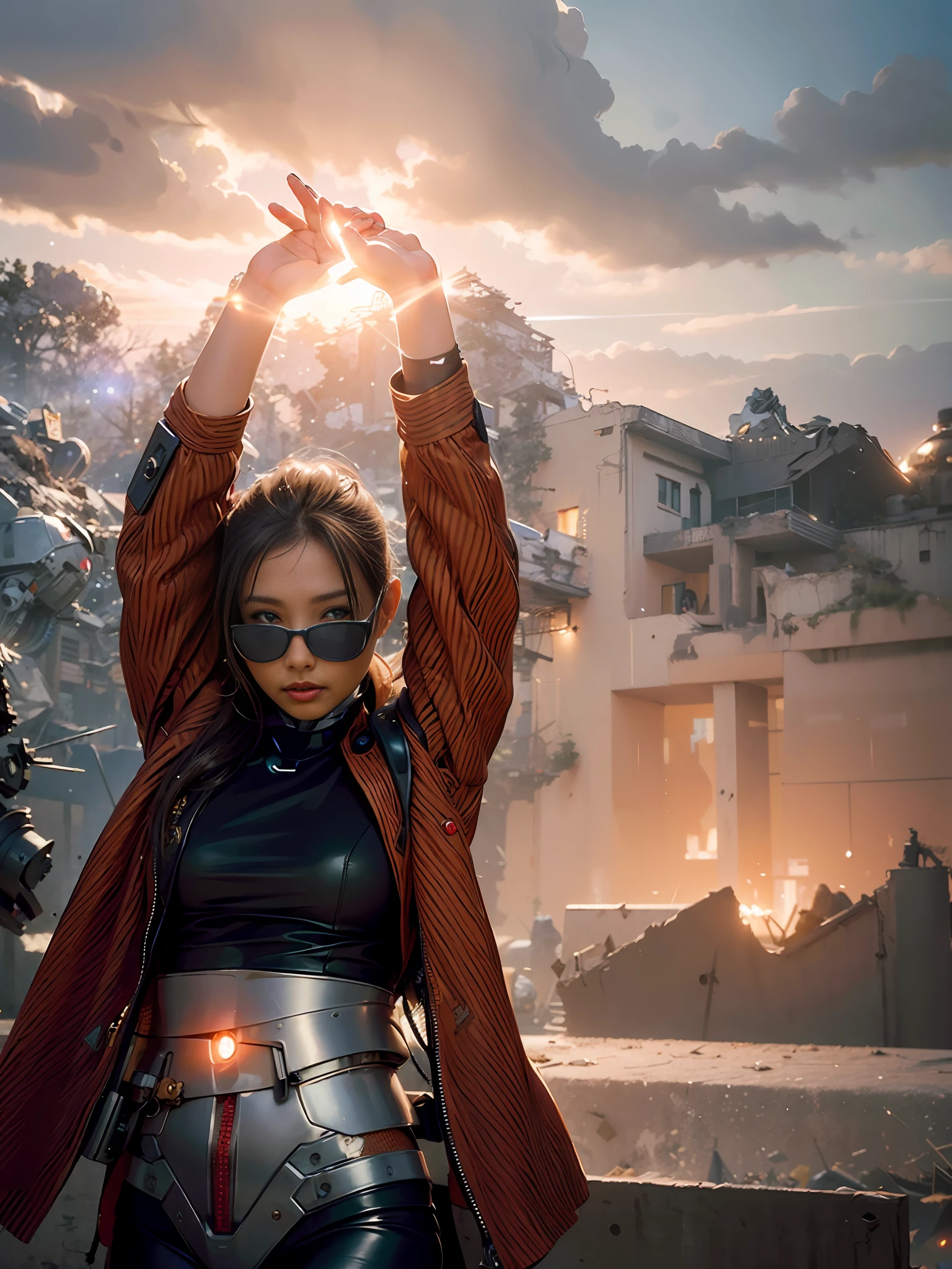 (1girl:1.3), solo,__body-parts__, official art, unity 8k wallpaper, ultra detailed, beautiful and aesthetic, beautiful, masterpiece, best quality, RAW, masterpiece, super fine photo,, best quality, super high Resolution, photorealistic, sunlight, full body portrait, stunningly beautiful,, dynamic pose, delicate face, vibrant eyes, (side view), she is wearing a futuristic Iron Man mech, red and gold, Highly detailed abandoned warehouse background, detailed face, detailed complex busy background, messy, gorgeous, milky, high detailed skin, realistic skin details, visible pores, sharp focus, volumetric fog, 8k uhd, dslr camera, High quality, film grain, fair skin, photorealism, lomography, sprawling metropolis in a futuristic dystopia, view from below, translucent