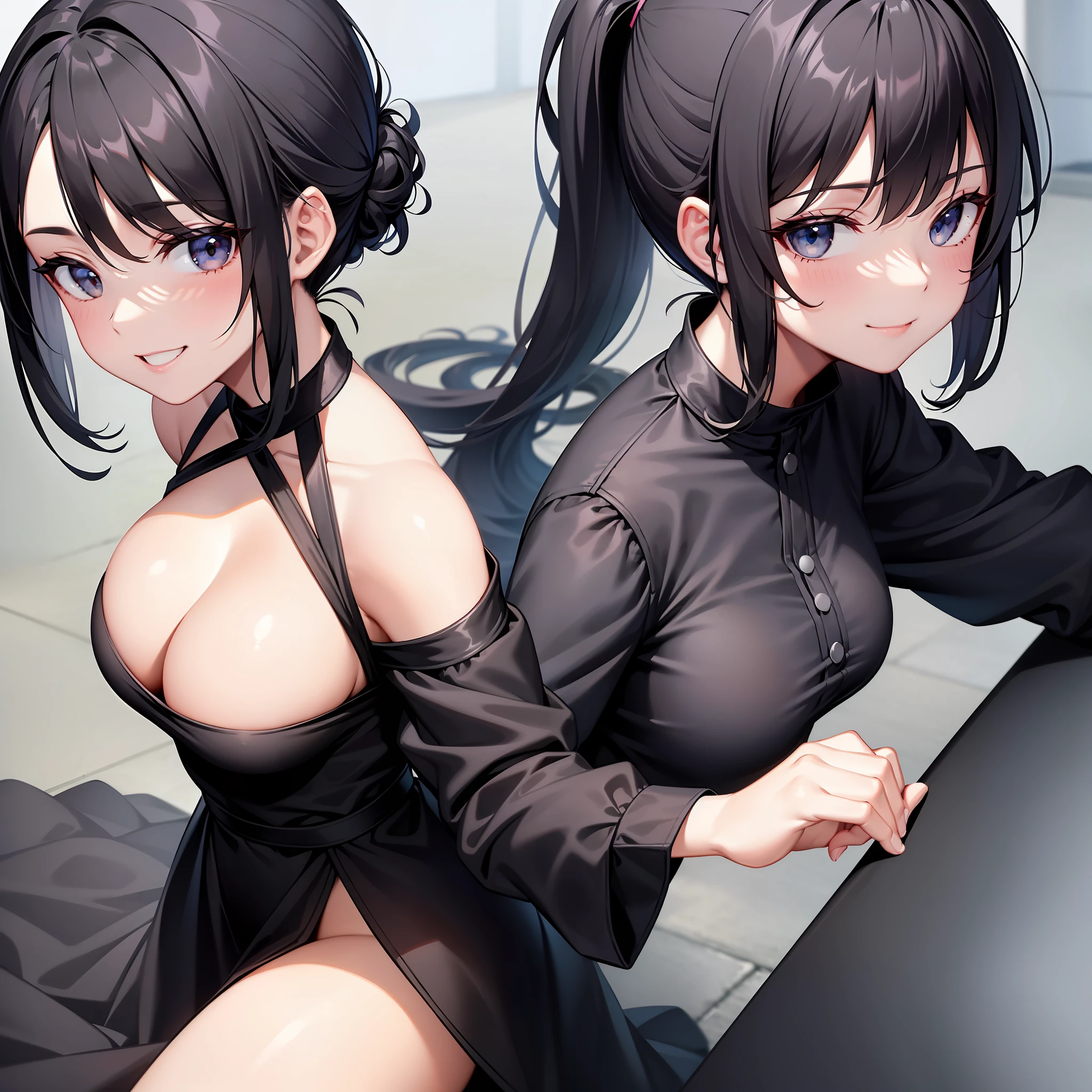 Black Dress Beautiful Tits Beautiful Girl Black Hair Ponytail Smile