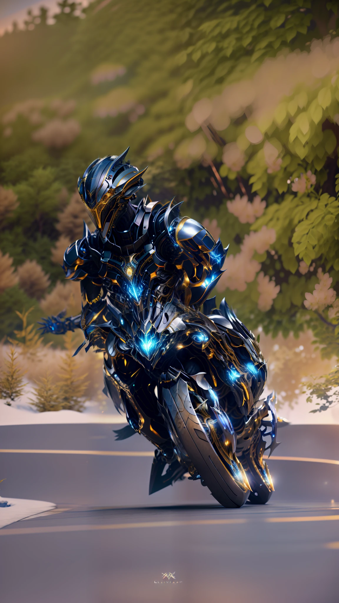(Masterpiece: 1.2), Best Quality, High Resolution, Unified 8k Wallpaper, (Illustration: 1.0), Beautiful Detailed, Very Detailed, Perfect Lighting, Very Detailed CG, Locomotive, Glowing Eyes, Backlight, Armor, False Horn, Glow, Full Armor, Warframe, humanoid_robot, Horn, Helmet, Mask, sample_background, Looking at the Audience, Solo, Perspective,