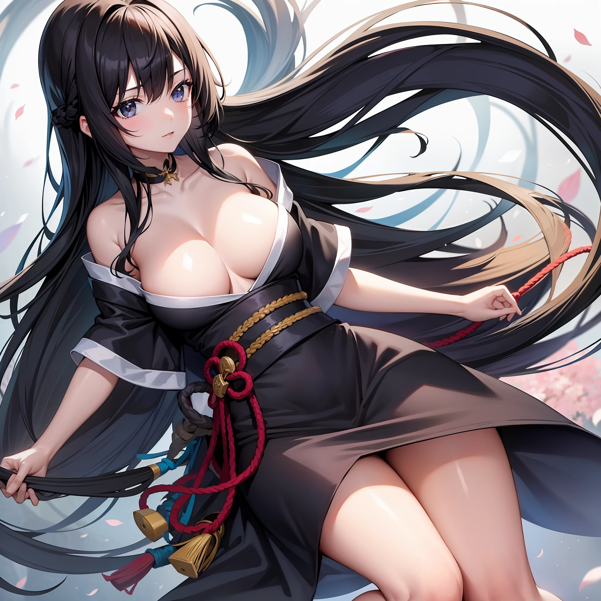 Beautiful breasts Beautiful girl black hair long hair Japanese clothes