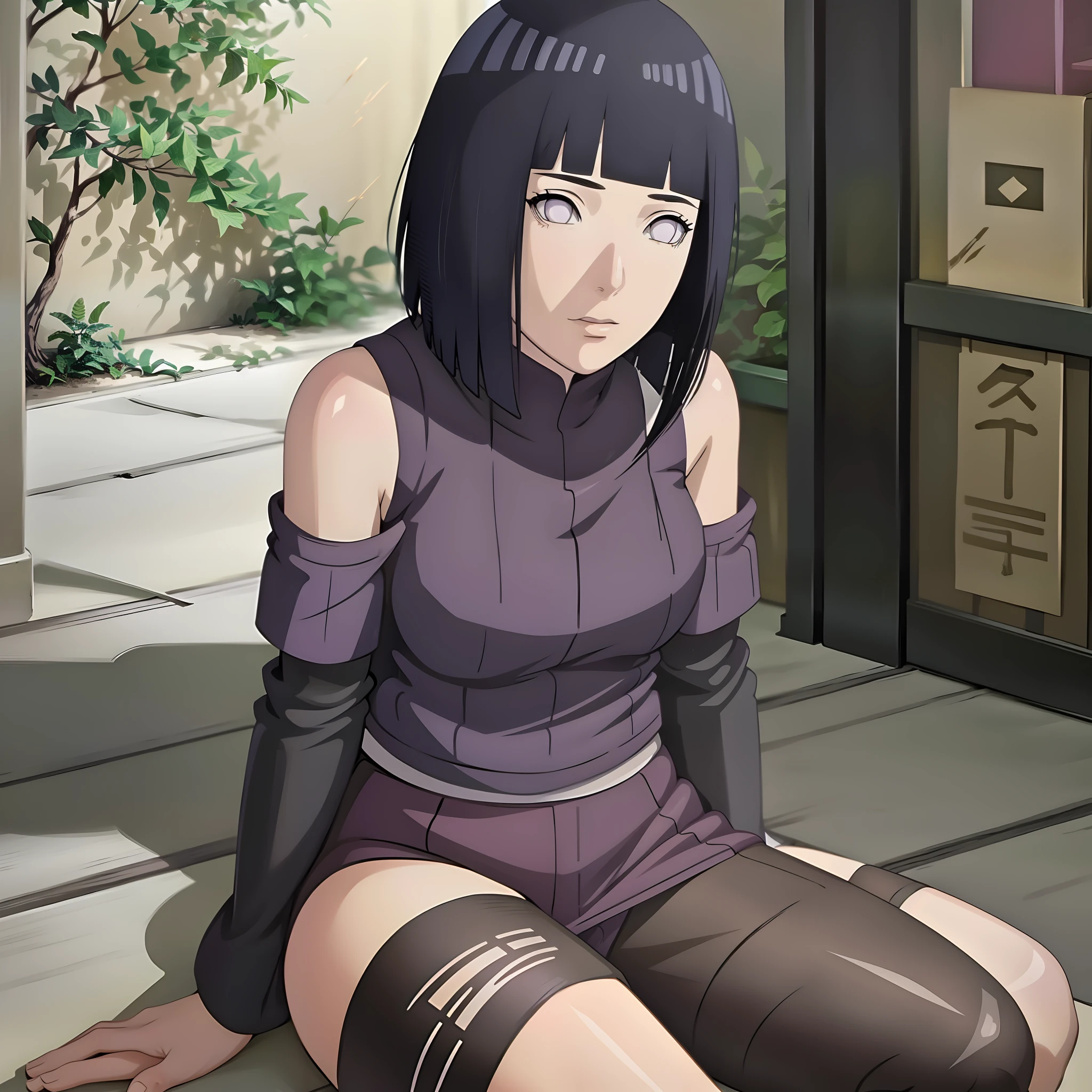 Hinata beautiful, tall, super realistic and well detailed in konoha