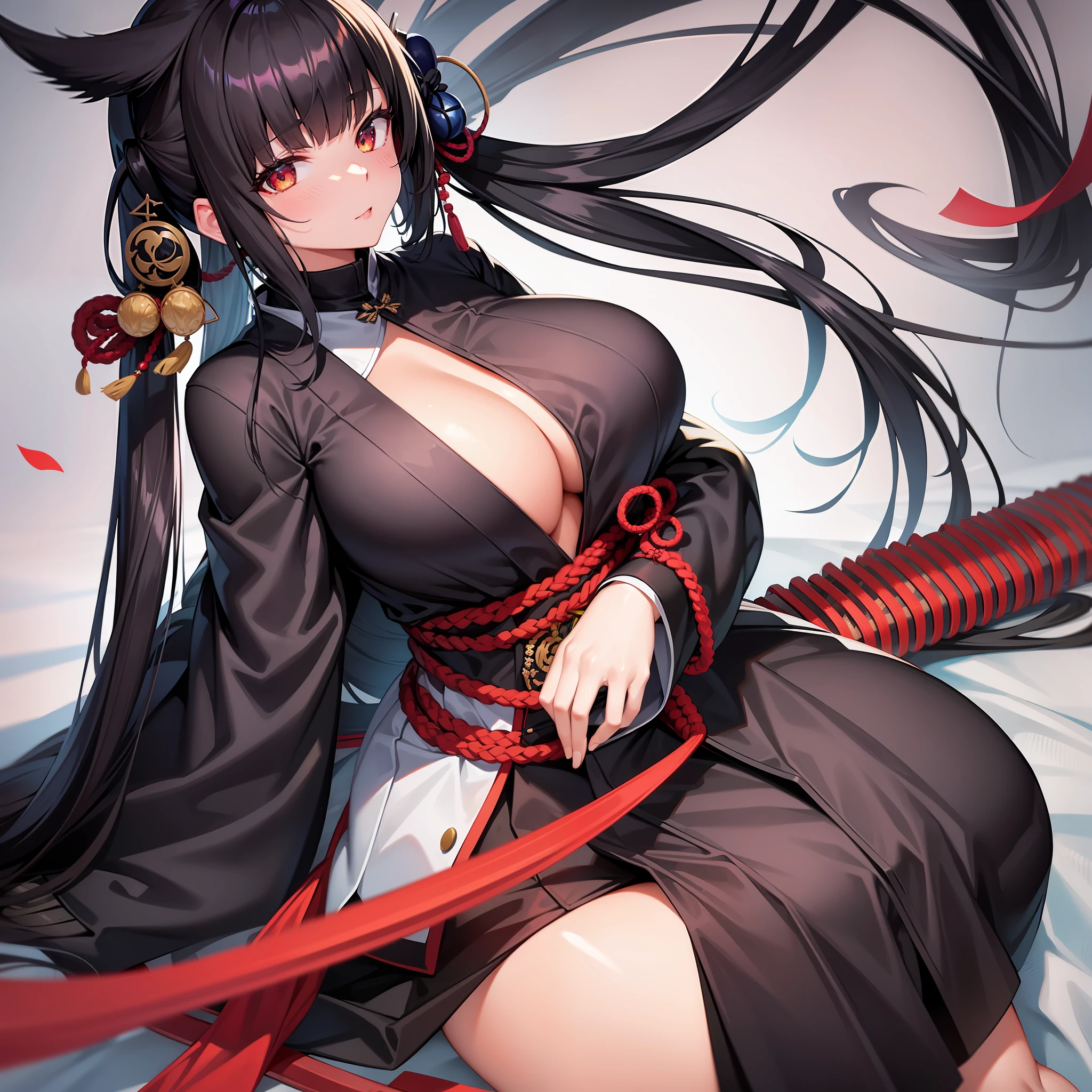 Long Black Hair Japanese Clothes Beautiful Girl Colossal Tits Katana