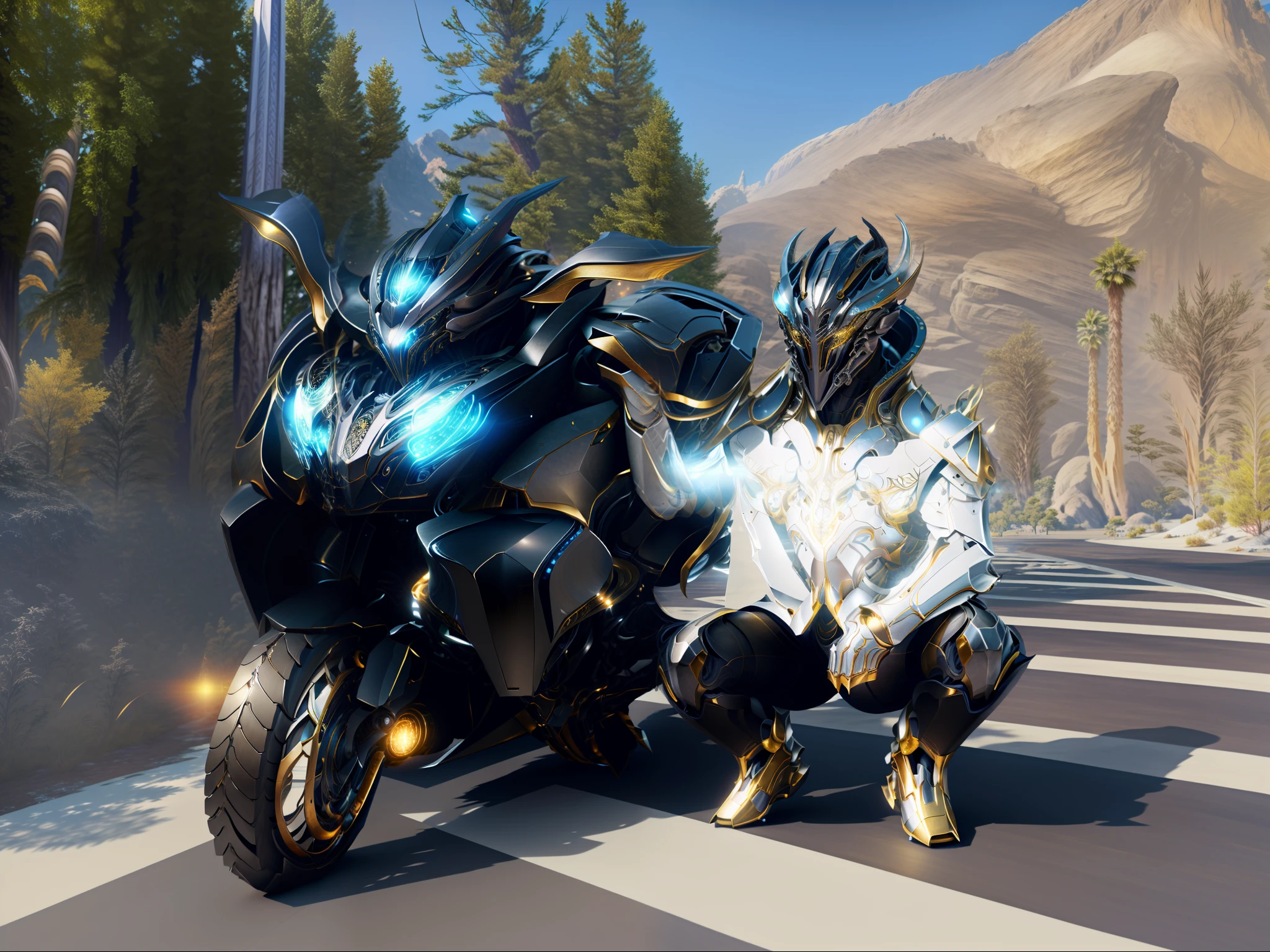 (Masterpiece: 1.2), Best Quality, High Resolution, Unified 8k Wallpaper, (Illustration: 1.0), Beautiful Detailed, Very Detailed, Perfect Lighting, Very Detailed CG, Locomotive, Glowing Eyes, Backlight, Armor, False Horn, Glow, Full Armor, Warframe, humanoid_robot, Horn, Helmet, Mask, sample_background, Looking at the Audience, Solo, Perspective,