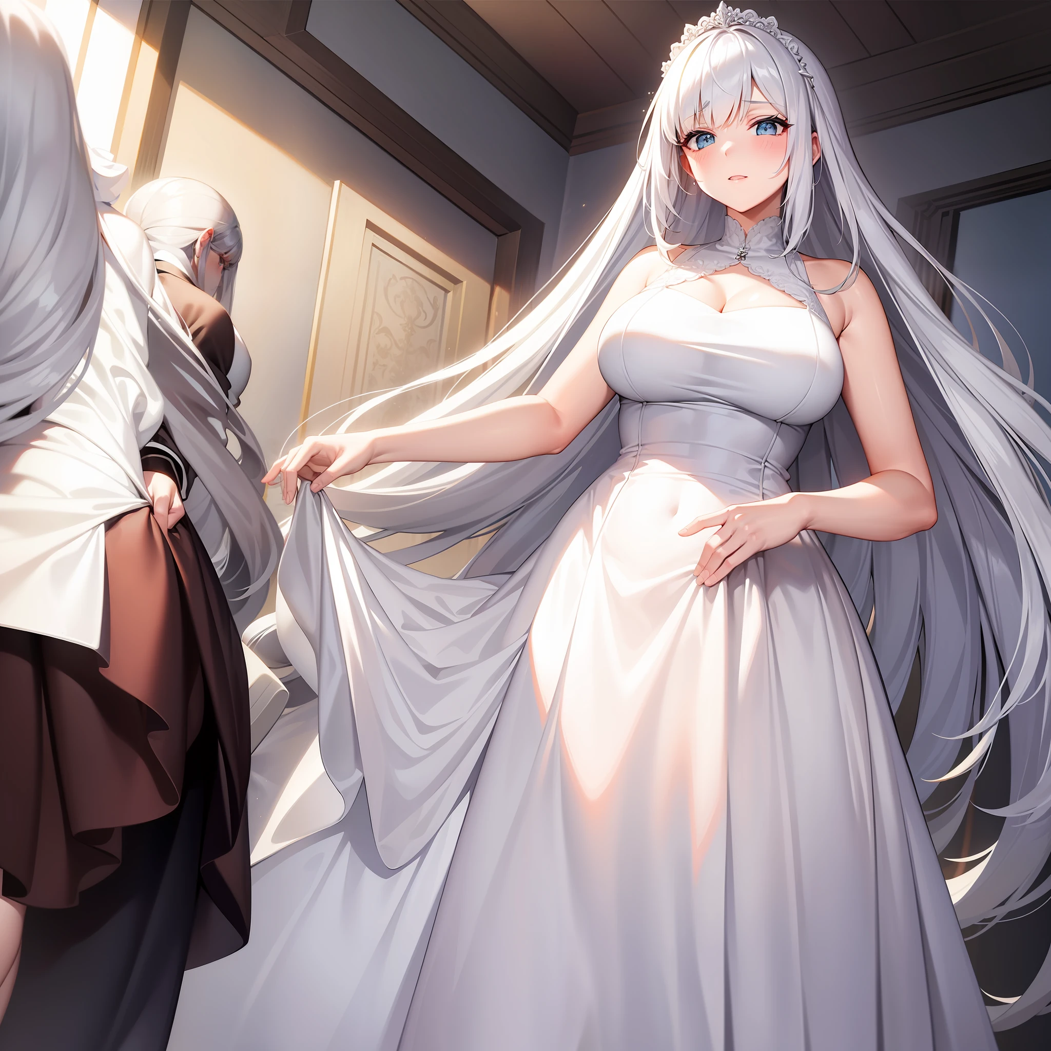 Beautiful Big Beautiful Girl Wedding Dress Wedding White Long Hair