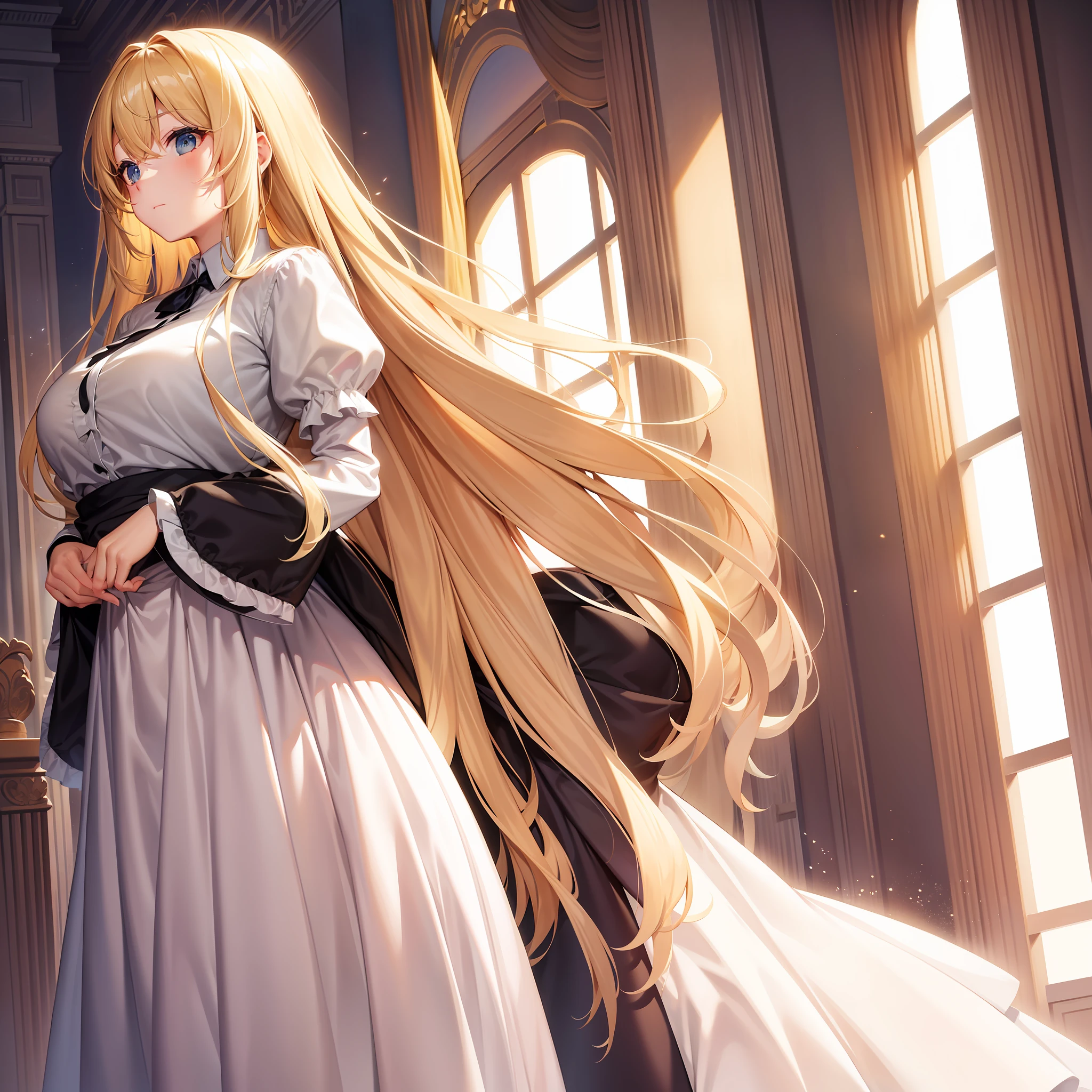 Dress Curtain Sea Beautiful Big Beautiful Girl Blonde Long Hair