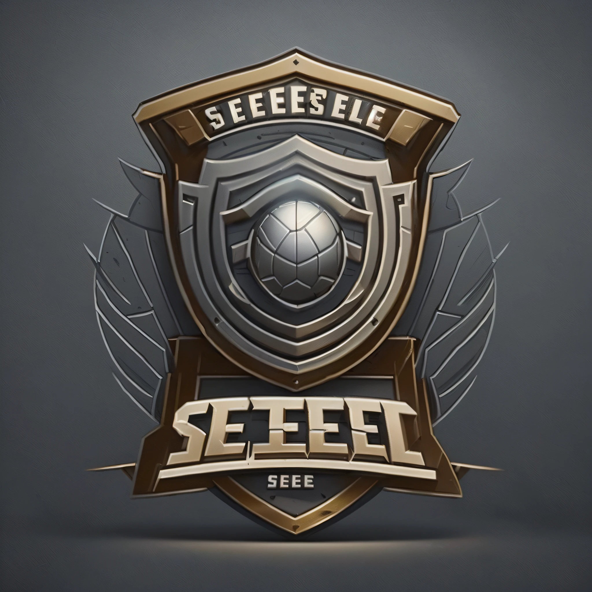 A closeup of a shield with a volleyball on it, siege, 3D logo, stylized game icon, Behance HD Jesper ejsing vector, esports logo, shield design, active game icon, Kyrill Kotashev style, best logo as seen on ArtStation, shield emblem, stylized STL, 3D icon for mobile gaming --auto --s2