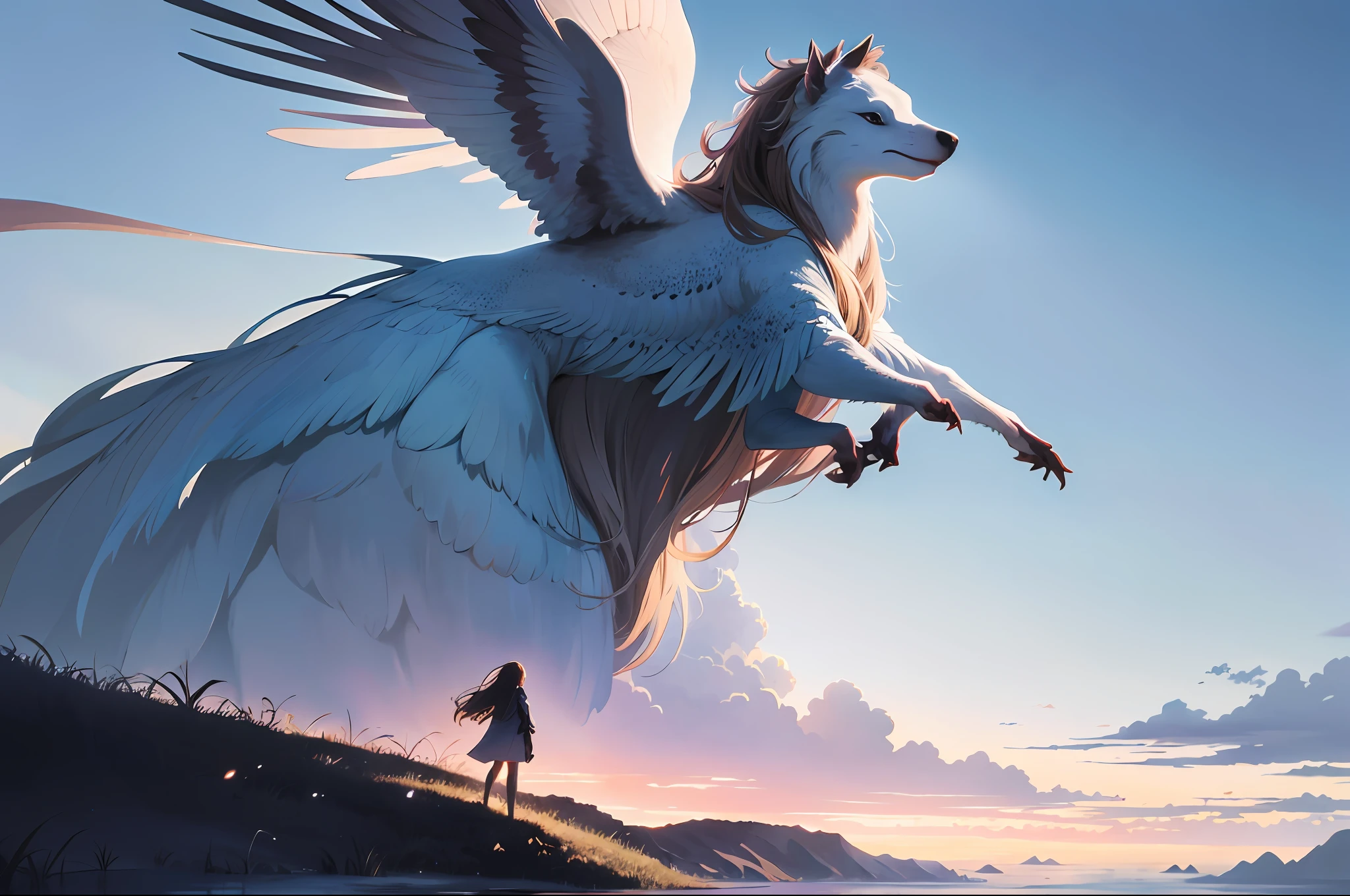 absurdres, highres, (official art, beautiful and aesthetic:1.2), close view,
shining sky, vast world, girl, gazing, awe-inspiring expression, distant horizon, clouds, high hill, natural beauty, inspiration, light effects,
