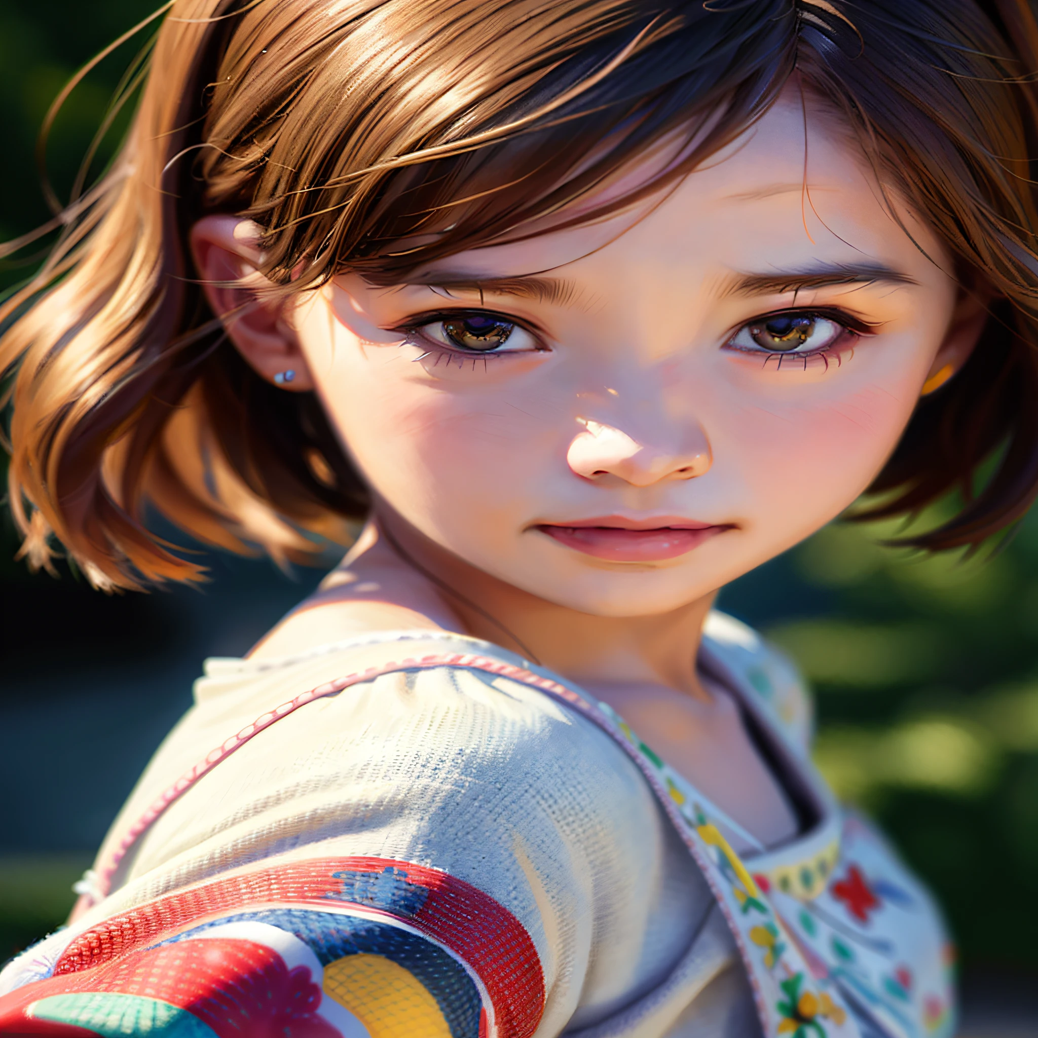 there is a young girl with a colorful shirt and a red and white striped shirt, portrait of a japanese teen, soft portrait shot 8 k, girl cute-fine-face, beautiful japanese girls face, close up of a young anime girl, portrait cute-fine-face, portrait of a japanese girl, beautiful young girl, beautiful light big eyes, cute young girl