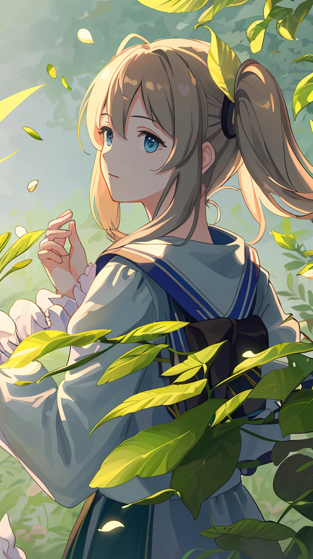 no human, masterpiece, best quality, (very detailed CG Unity 8k wallpaper) (best quality), (best illustration), (best shadow) delicate leaves of nature petals of various colors falling in the air light tracking, super detailed --v6
