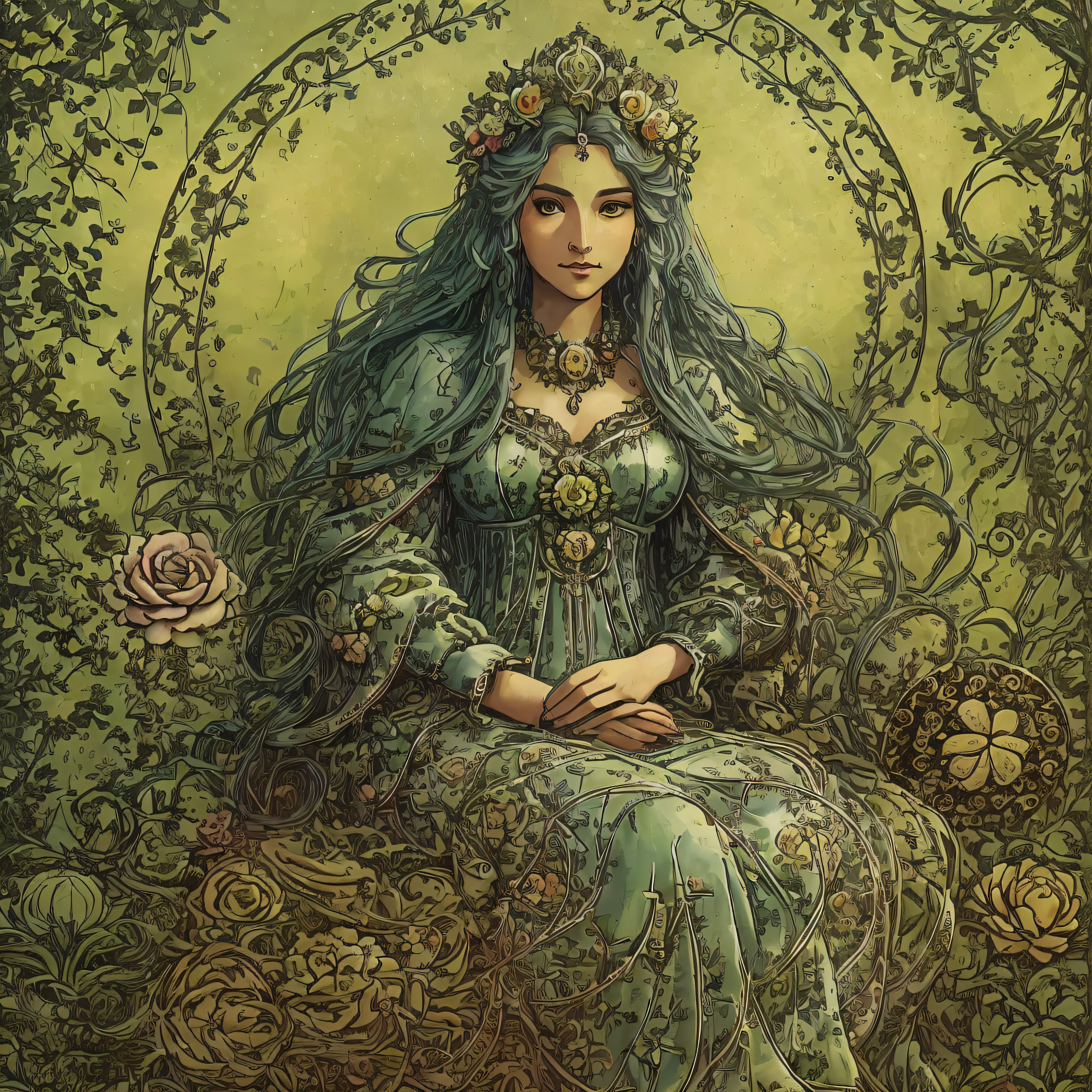 The Empress's card in the Tarot is a powerful representation of fertility, abundance and femininity. She personifies the creative force and the power of manifestation. The Empress is portrayed as a majestic and radiant woman.

She is seated on a luxurious throne, adorned with symbols of growth and prosperity. Her dress is elegant and luxurious, usually in green or pink colors, symbolizing fertility, love and harmony. Her hair is long and flowing, framing her smooth, serene face.

The Empress holds in one hand a scepter, symbol of her power and authority. In her other hand, she holds a shield with the image of an eagle, representing her connection to the spirit world and her ability to protect and guide.

Around it, there is a profusion of flowers and plants, symbolizing fertility, abundance and growth. She is the embodiment of nature and its capacity to generate life. Their presence is warm and welcoming, conveying a sense of comfort and security.

The Empress represents motherhood, both in the literal and figurative sense. She is the protector, the nurturer, and the provider of all that is necessary for growth and prosperity. It reminds us of the importance of taking care of ourselves and others, of cultivating healthy relationships, and of allowing our creativity to flourish.

This letter invites us to embrace our own creative nature and to trust in our power of manifestation. She encourages us to nurture our dreams and desires, to honor our femininity, and to express our love and compassion for others.

Upon finding the Empress's letter, we are reminded that we are co-creators of our reality and that abundance is available to us. It is a reminder to connect with our feminine essence, trust our intuition, and allow the energy of love and creation to flow freely into our lives.