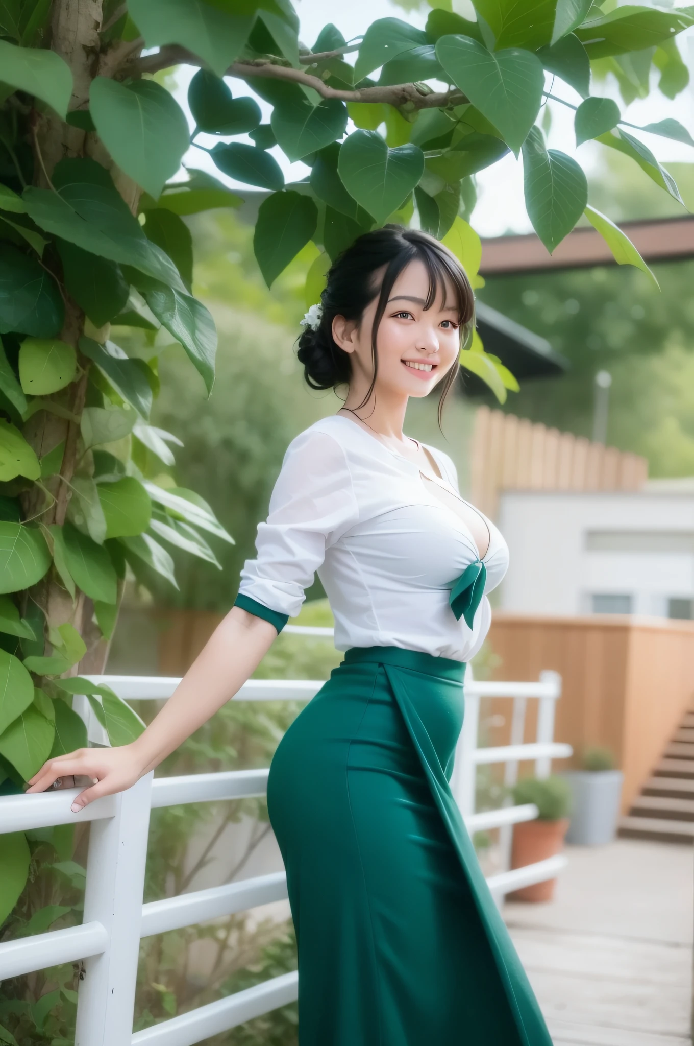 very cute and smile , hot and sexy , no bra, starring the camera, change background