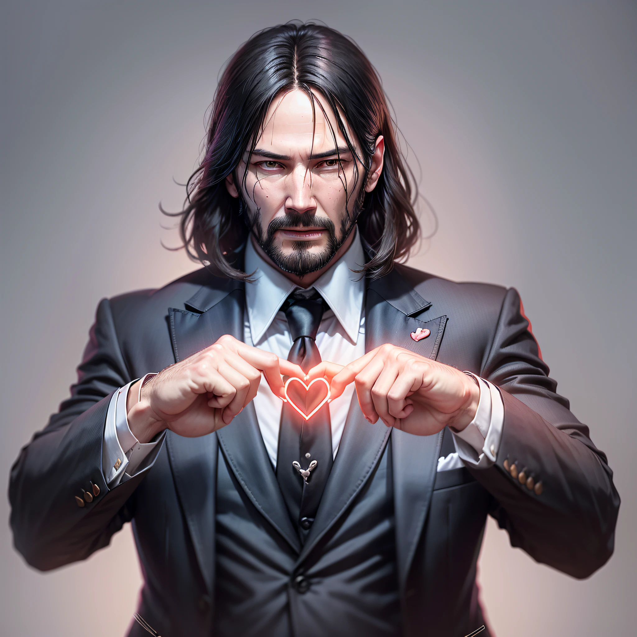 john wick MAKING HEART SIGN WITH HIS HANDS --auto --s2