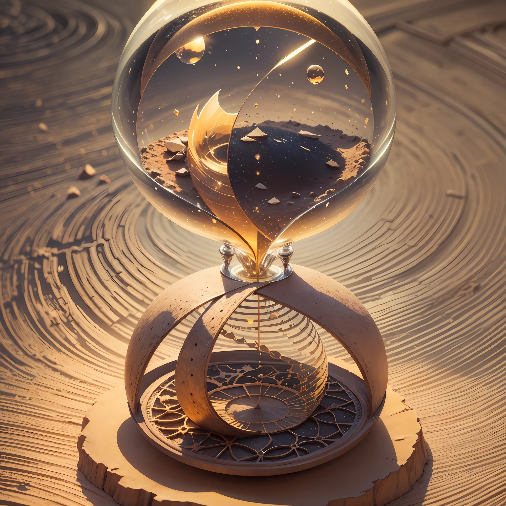 there is a hourglass with sand in it on a table, trapped inside an hourglass, time is running out, hourglass, hourglass ⌛️, hour glass, time dragging on for too long, the passing of time, timelapse, time - lapse, hourglass intricate detail, time does not exist anymore, time displacement device, time, the sands of time --auto --s2