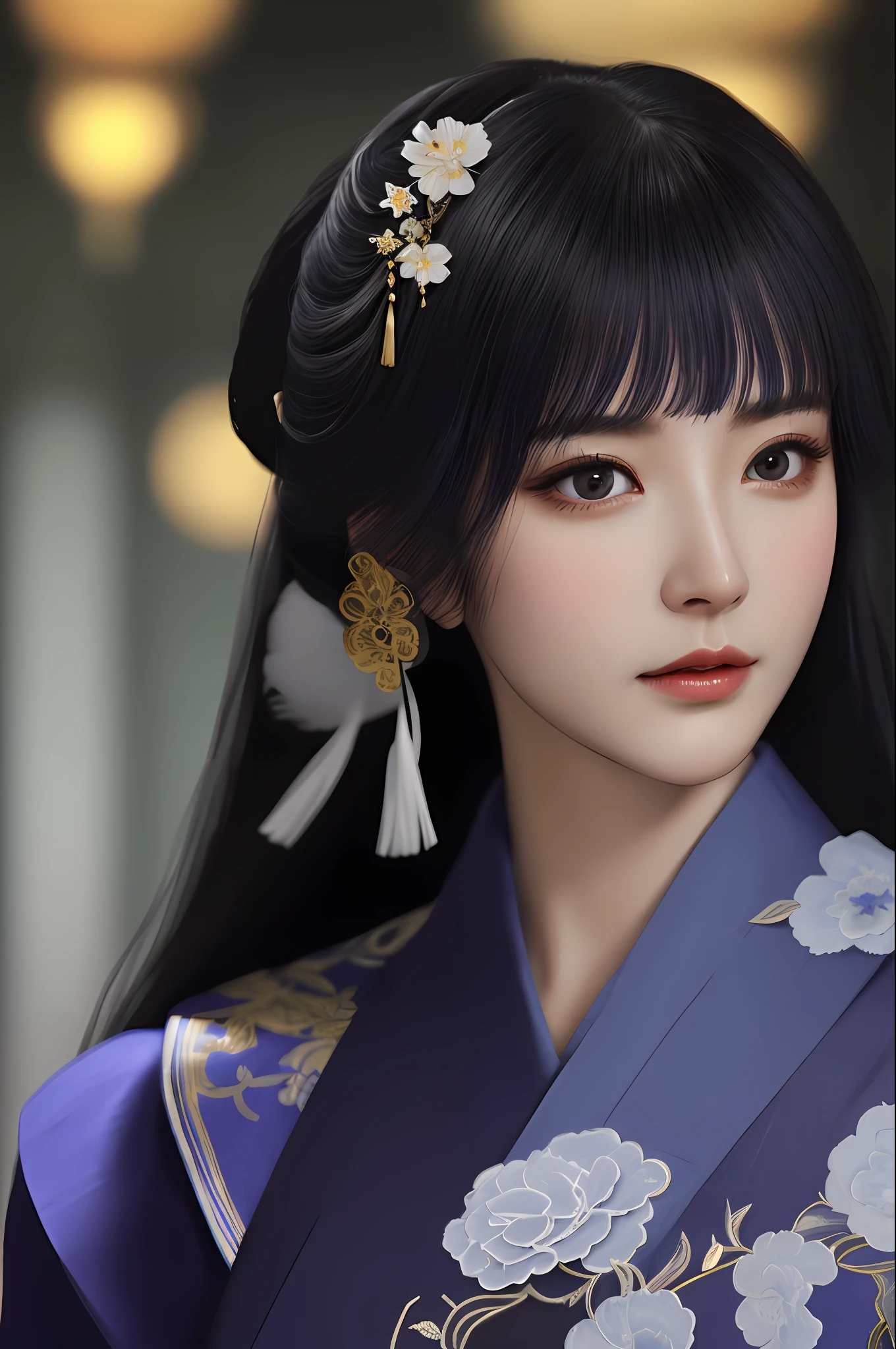 Very detailed eyes, very detailed face, very beautiful woman, best quality, super detailed (photorealistic), very delicate and beautiful legs, beautiful black eyes, absurdity, very detailed facial expression, professional illustration, shy, Genshin Raiden General