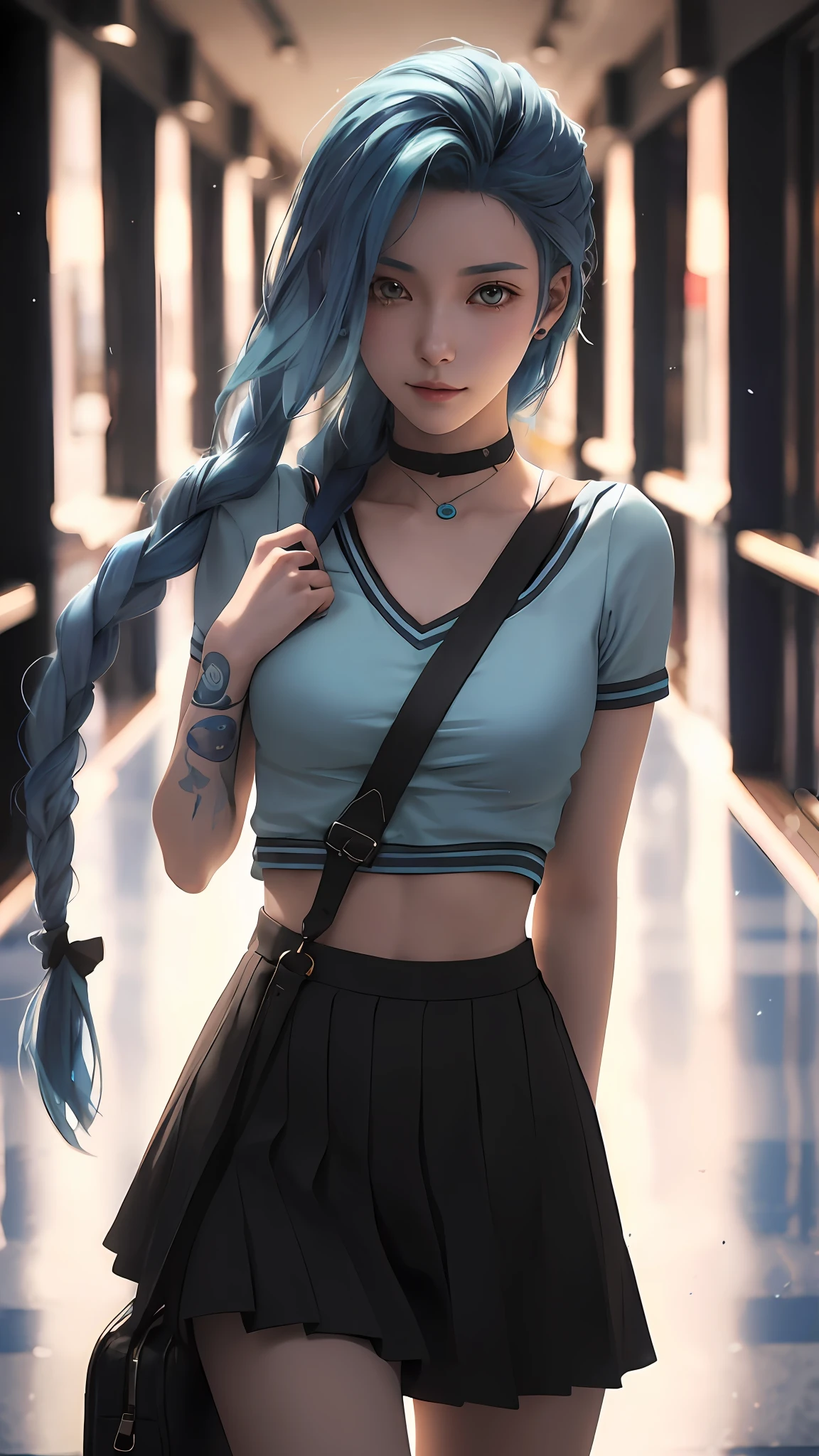 a close up of a person with blue hair sitting on a bench, artwork in the style of guweiz, realistic anime artstyle, anime girl with teal hair, realistic anime 3 d style, 8k high quality detailed art, realistic artstyle, anime realism style, anime styled 3d, girl with blue hair, extremely detailed artgerm, beautiful blue haired girl