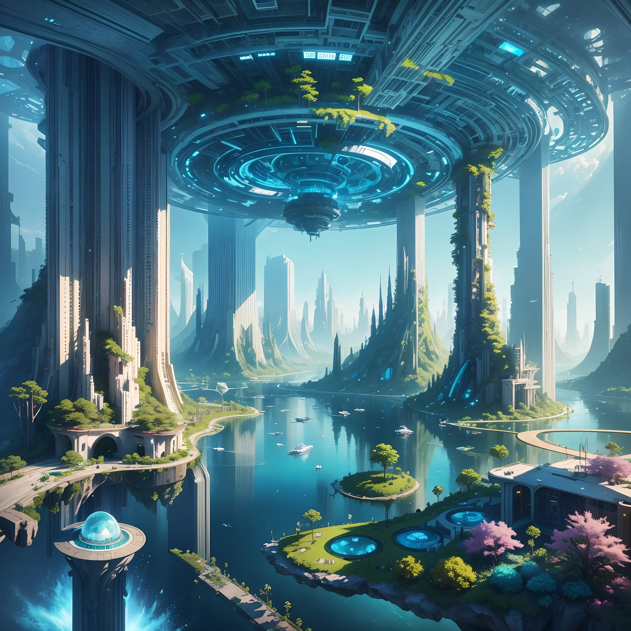 Science Fiction, Cities modern futuristic design large underwater city, futuristic underwater cityscape, a artificial waterfall and a pond with colorful flowers in the middle, nature meets underwater architecture, built inside ocean, realistic beehive architecture, organic underwater architecture, Reality very close to real nature, breathtaking render,city with underwater forest , advanced civilization technology,stunning architecture, luxury architecture, realistic fantasy render, by Zha Shibiao, epic and stunning, architectural visualization, epic architecture, concept art. 8 k --auto --v6 --s2