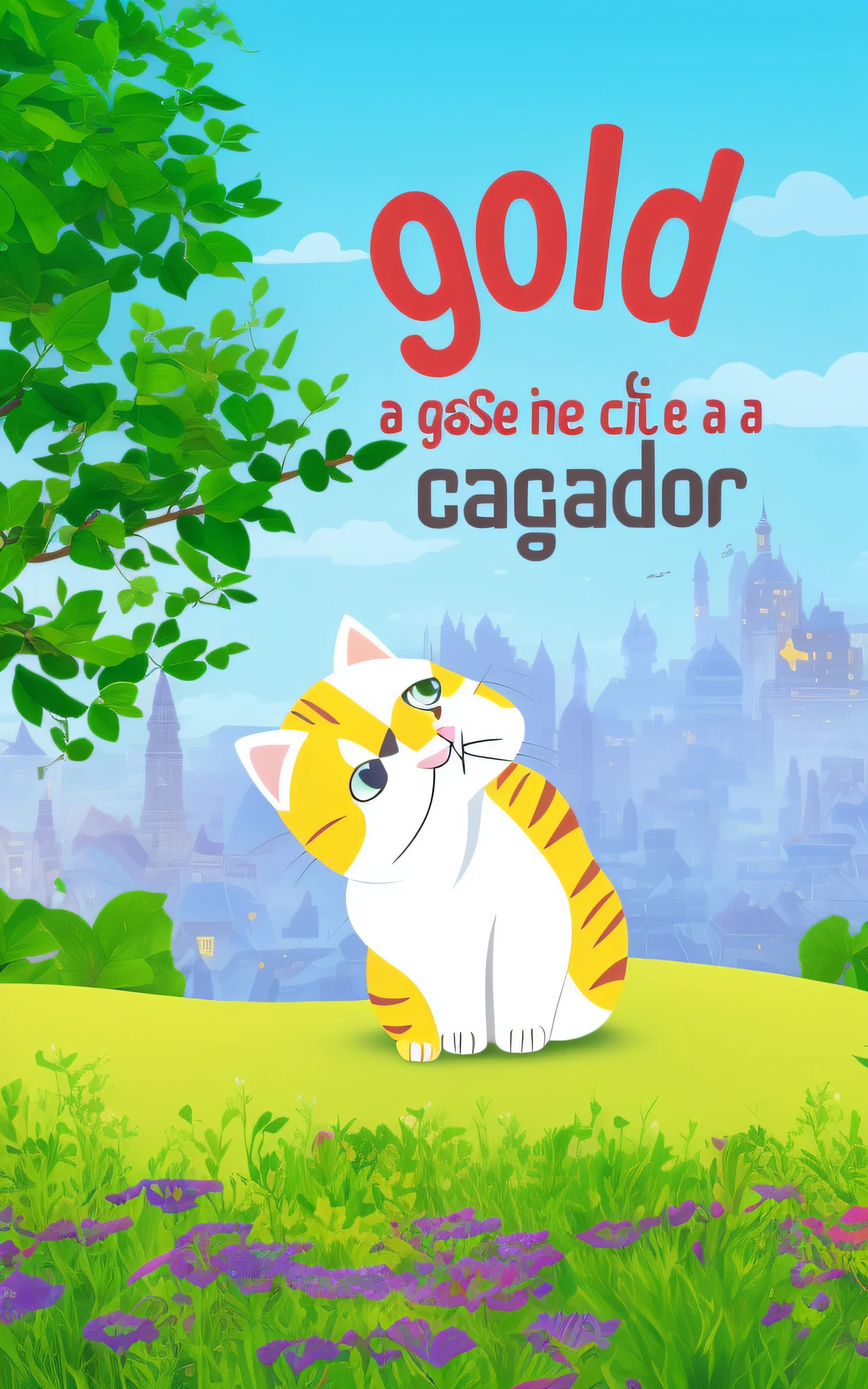 a close up of a cat on a cat on a cat on a cat on a cat on a cat on a cat on a cat on a cat on a, by Nándor Katona, golden raito, gold, goldsrc, gildhardho, children's book cover, gold silver, gold theme, gaturro, silver and gold