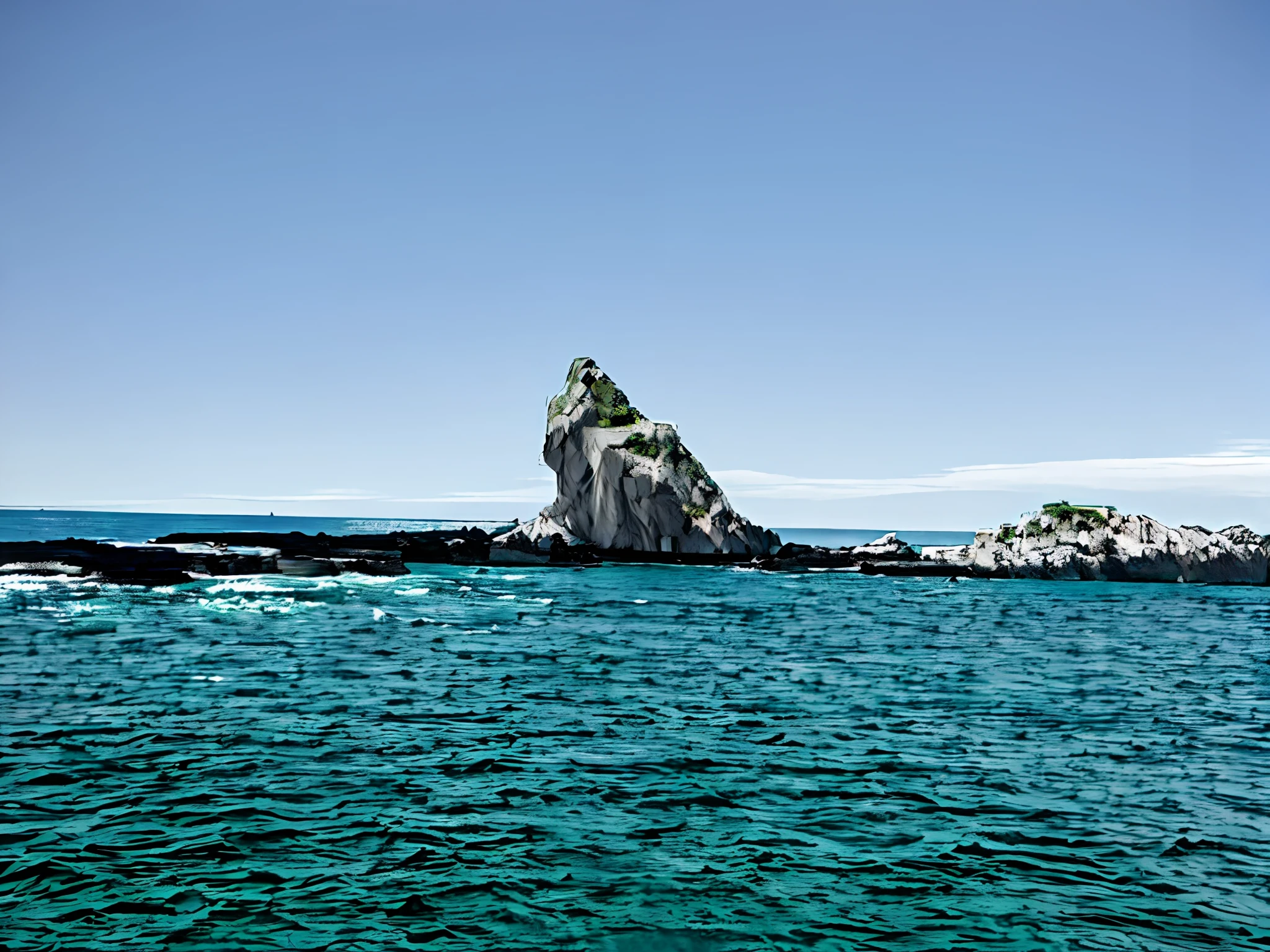 There is a big rock in the middle of the sea, there is a sea and rocky landscape, the rock is in the sea, floating rocky island, big sharp rock, view from the sea, photo taken from a boat, photo seen from the sea, rocky coast, rocky cliff, sea photo, sea middle photo