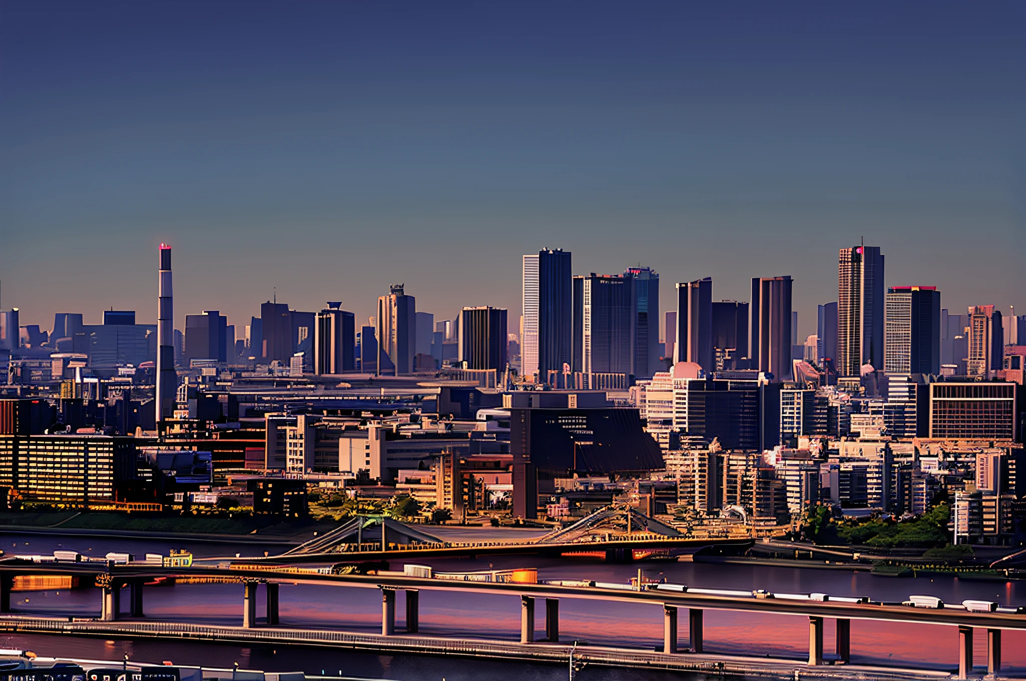 araffature view of a city with a bridge and a river, tokyo in the background, tokyo city in the background, osaka skyline background, tokio futuristic in background, tokyo city, japanese city, tokyo japan, tokyo futuristic and clean, super wide view of a cityscape, new tokyo, tokyo, modern tokyo, tokyo futuristic in background, city panorama, tokio