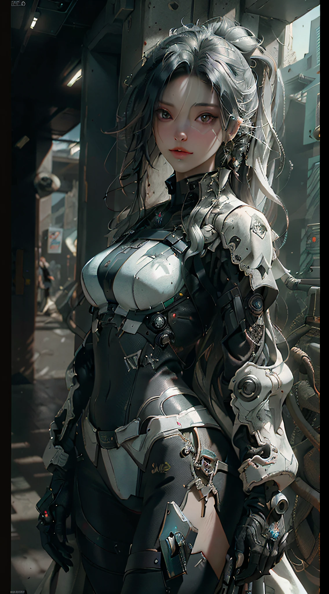 ((Best quality)), ((masterpiece)), (detailed:1.4), 3D, an image of a beautiful cyberpunk female,HDR (High Dynamic Range),Ray Tracing,NVIDIA RTX,Super-Resolution,Unreal 5,Subsurface scattering,PBR Texturing,Post-processing,Anisotropic Filtering,Depth-of-field,Maximum clarity and sharpness,Multi-layered textures,Albedo and Specular maps,Surface shading,Accurate simulation of light-material interaction,Perfect proportions,Octane Render,Two-tone lighting,Wide aperture,Low ISO,White balance,Rule of thirds,8K RAW,