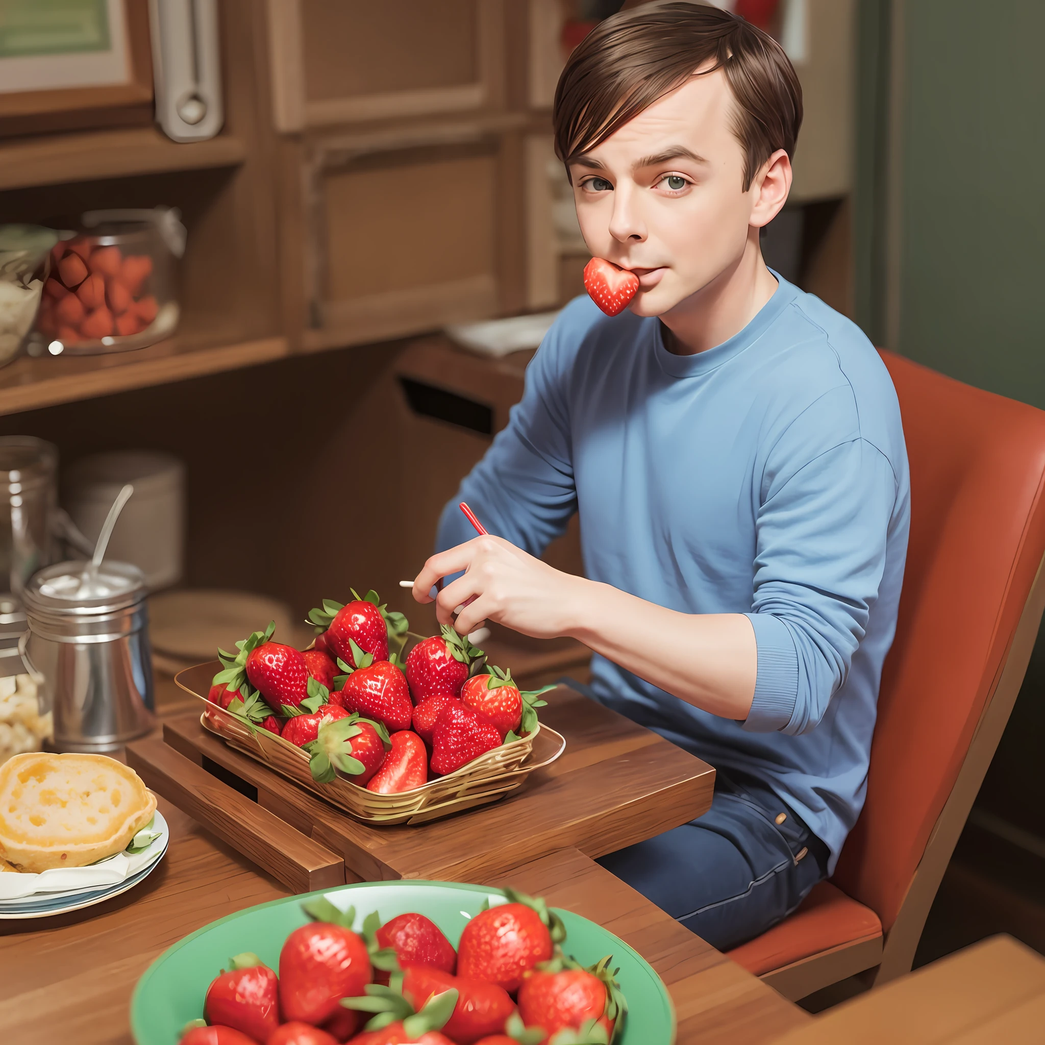Sheldon Cooper eating strawberries --auto --s2