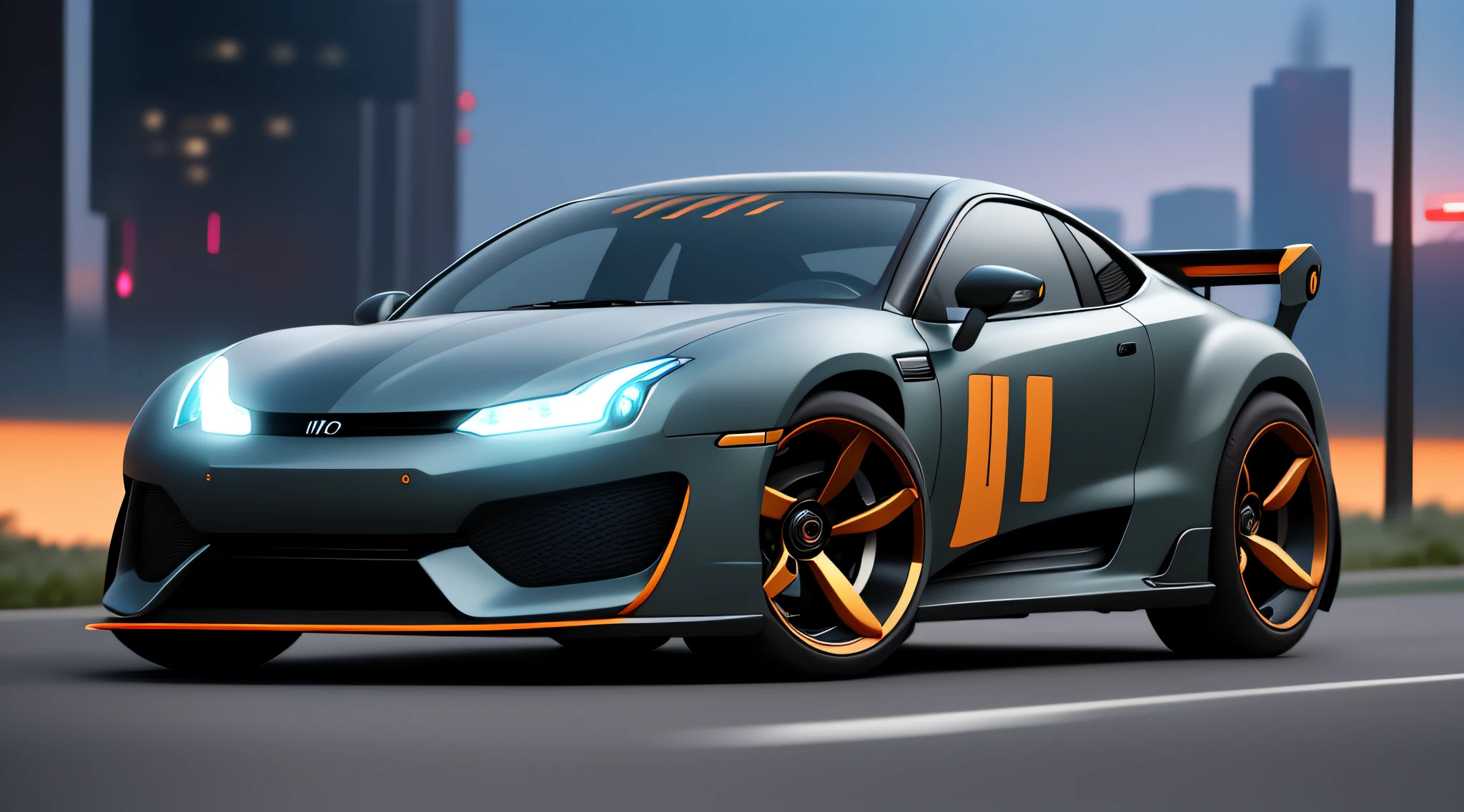 Cyber Punk AI car on the road
