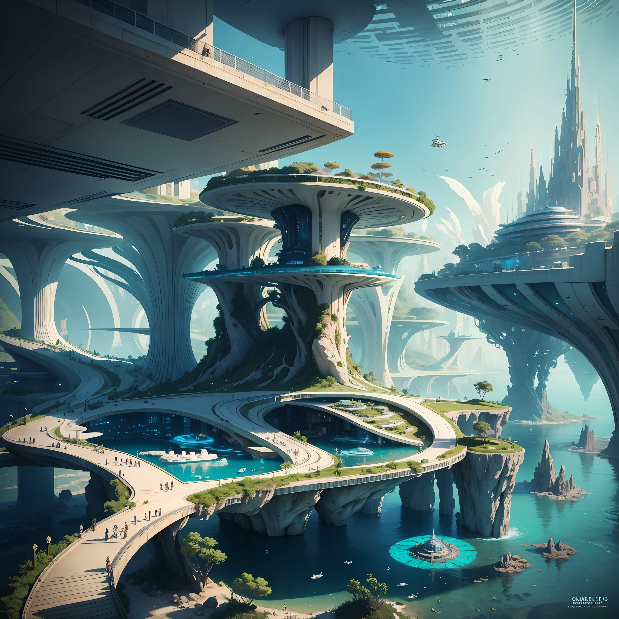 Science Fiction, Cities modern futuristic design large underwater city, futuristic underwater cityscape, a artificial waterfall and a pond with colorful flowers in the middle, nature meets underwater architecture, built inside ocean, realistic beehive architecture, organic underwater architecture, Reality very close to real nature, breathtaking render,city with underwater forest , advanced civilization technology,stunning architecture, luxury architecture, realistic fantasy render, by Zha Shibiao, epic and stunning, architectural visualization, epic architecture, concept art. 8 k --auto --v6 --s2